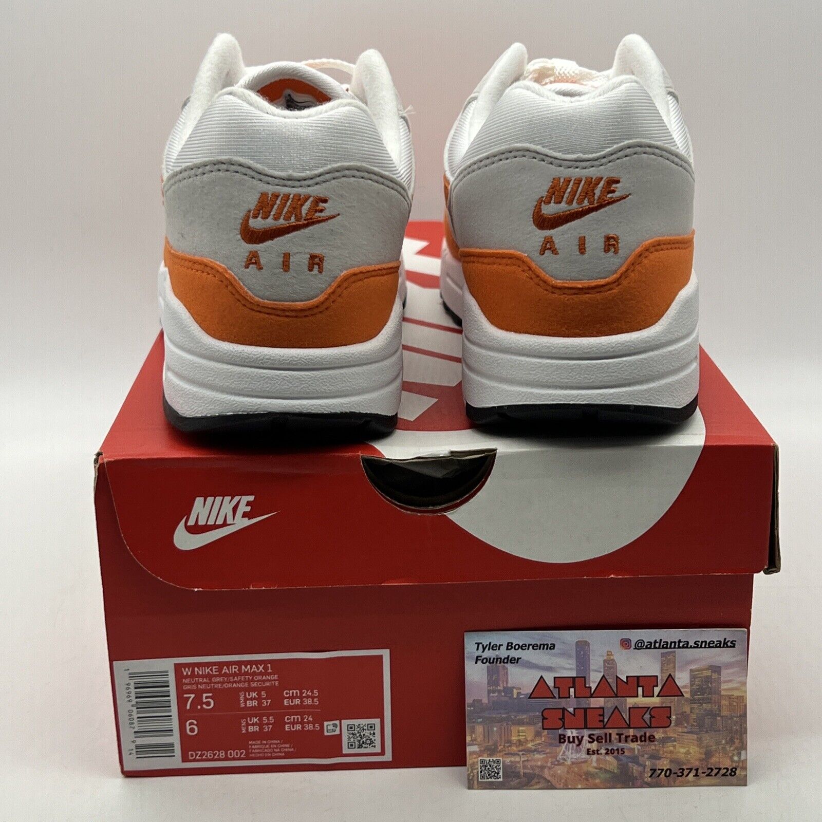 Size 7.5 - Nike Air Max 1 Low Safety Orange