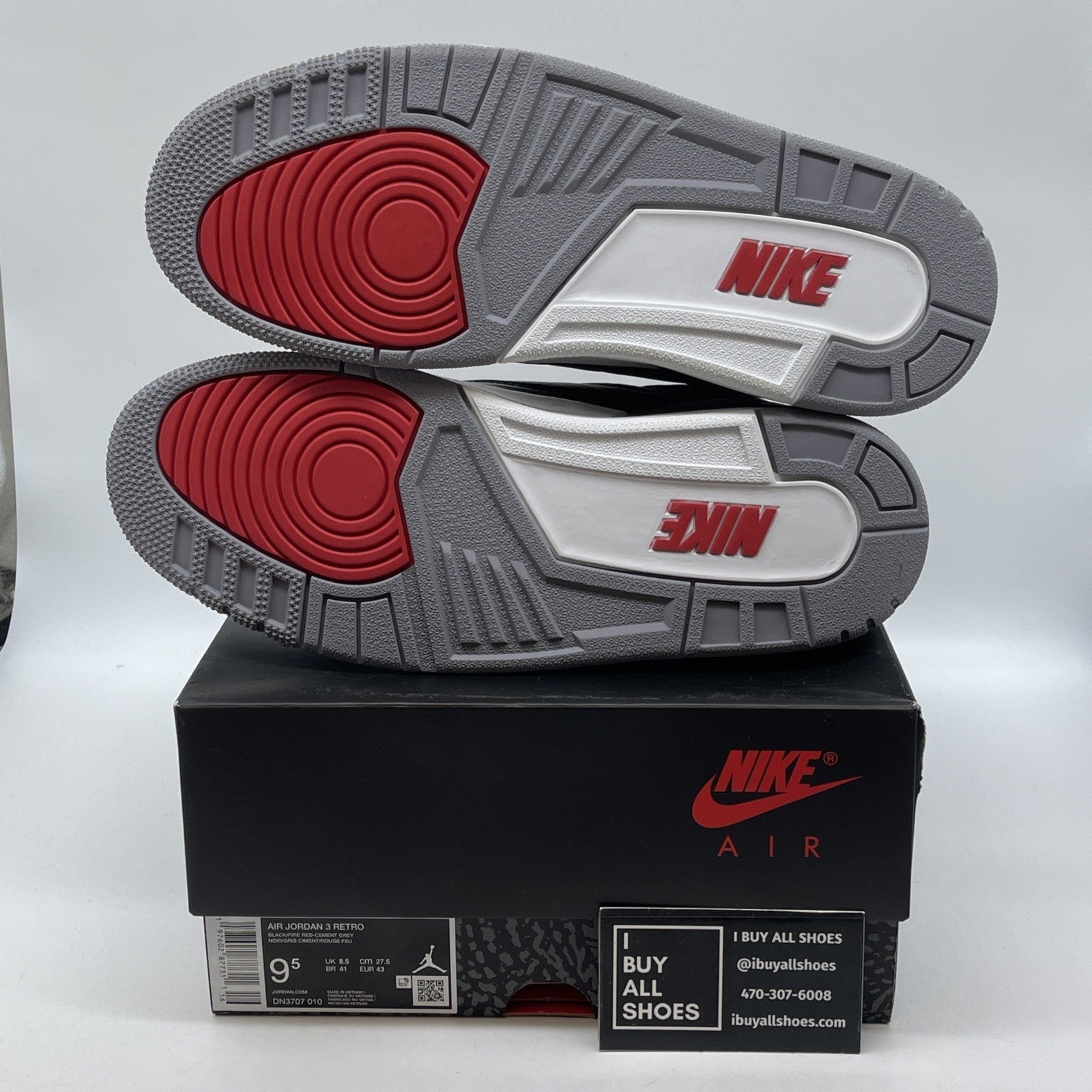 Size 9.5 - Air Jordan 3 Retro OG 2024 Black Cement Suede Leather (DN3707-010)