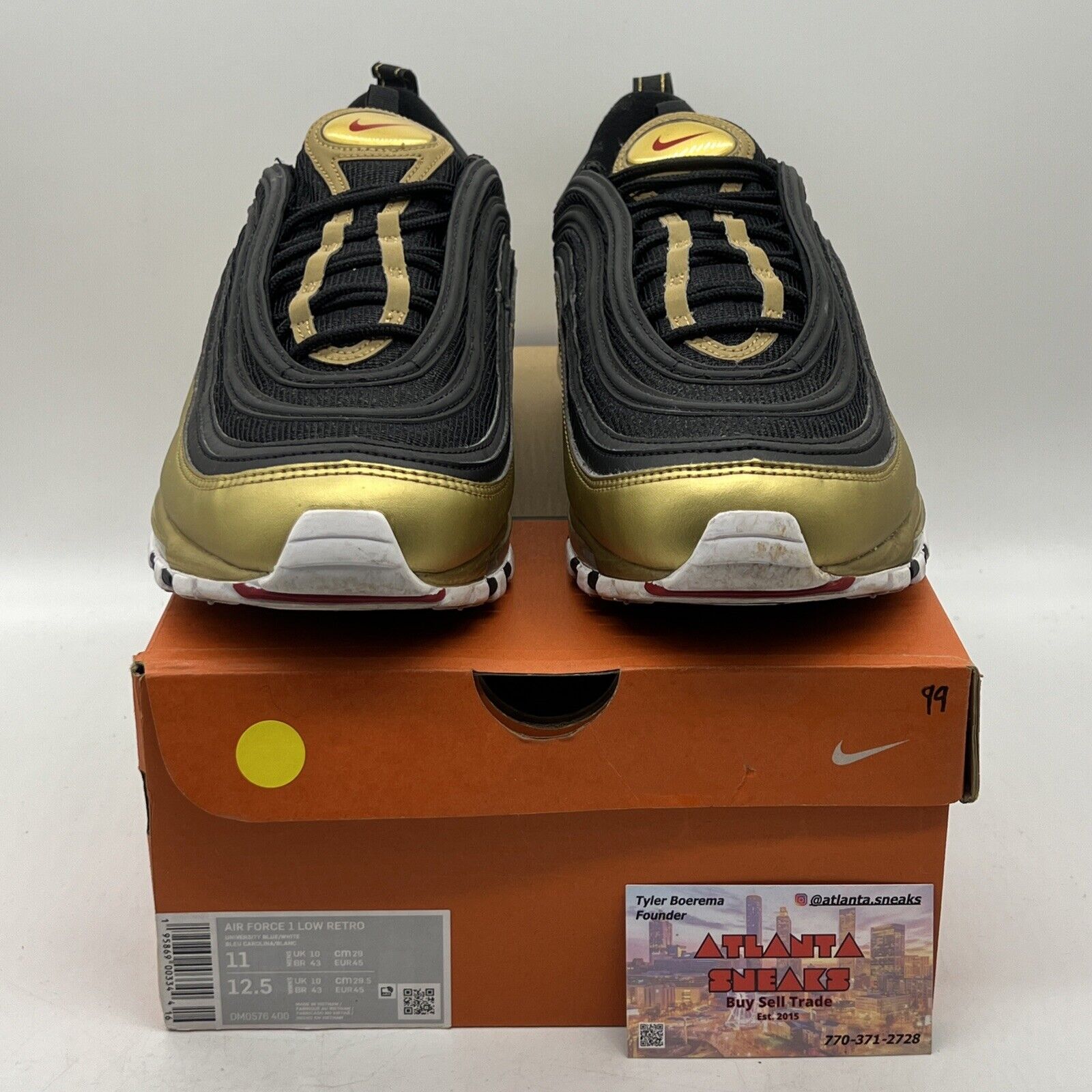 Size 12 - Nike Air Max 97 QS B-Sides Metallic Gold Black (AT5458-002)