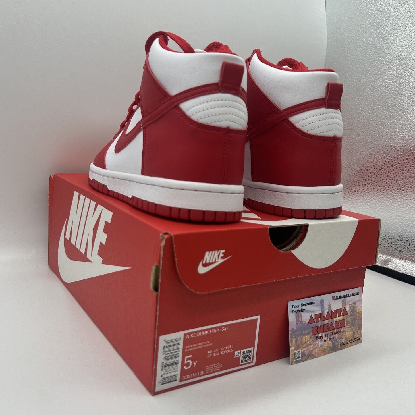 Nike Shoes 5 Youth Dunk High University Red Sneakers DB2179-106 Air Swoosh