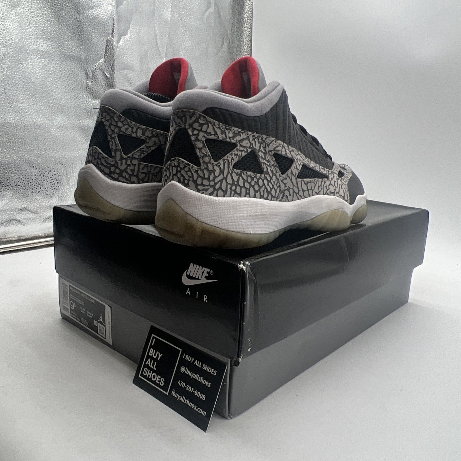 Size 9.5 - Air Jordan 11 Retro IE Low Black Cement (919712-006)