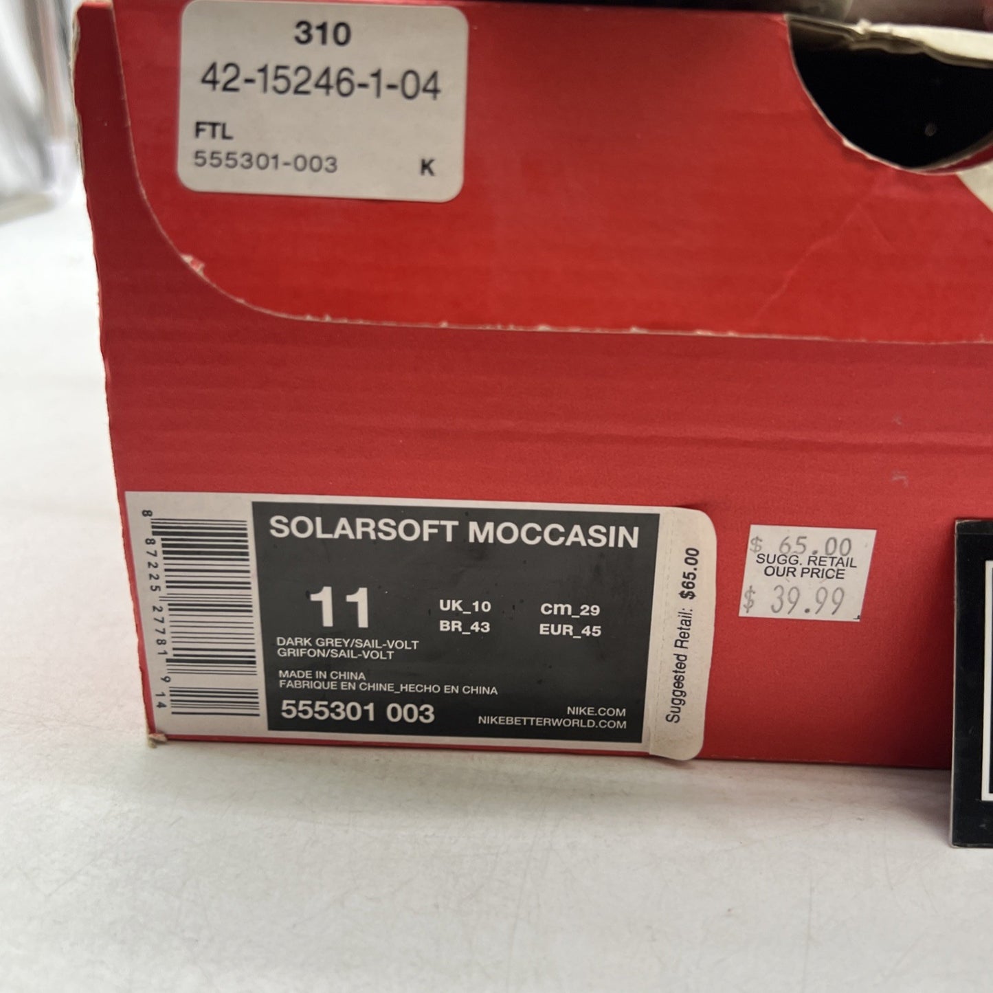 Size 11 - Nike Solarsoft Moccasin 2 Running Sneaker (555301-003)