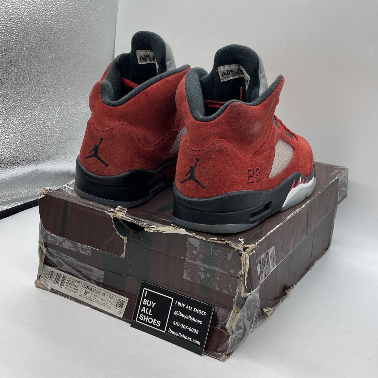 Size 9.5 - Jordan 5 Retro Mid Raging Bull Red Black Suede (DD0587-600)