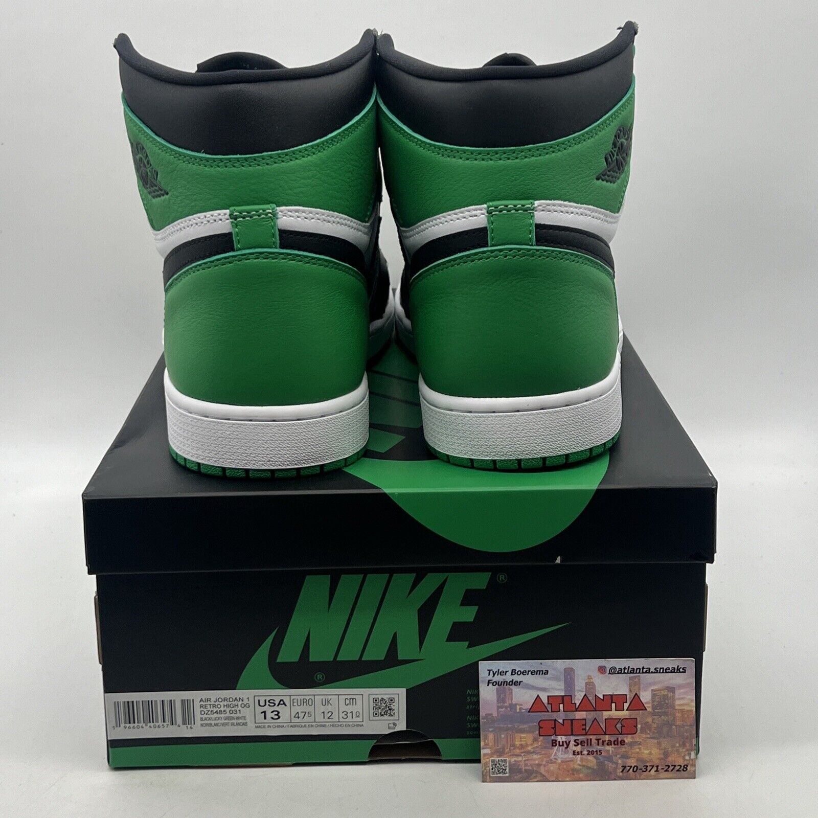 Size 13 - Air Jordan 1 Retro OG High Lucky Green Black White Leather DZ5485-031