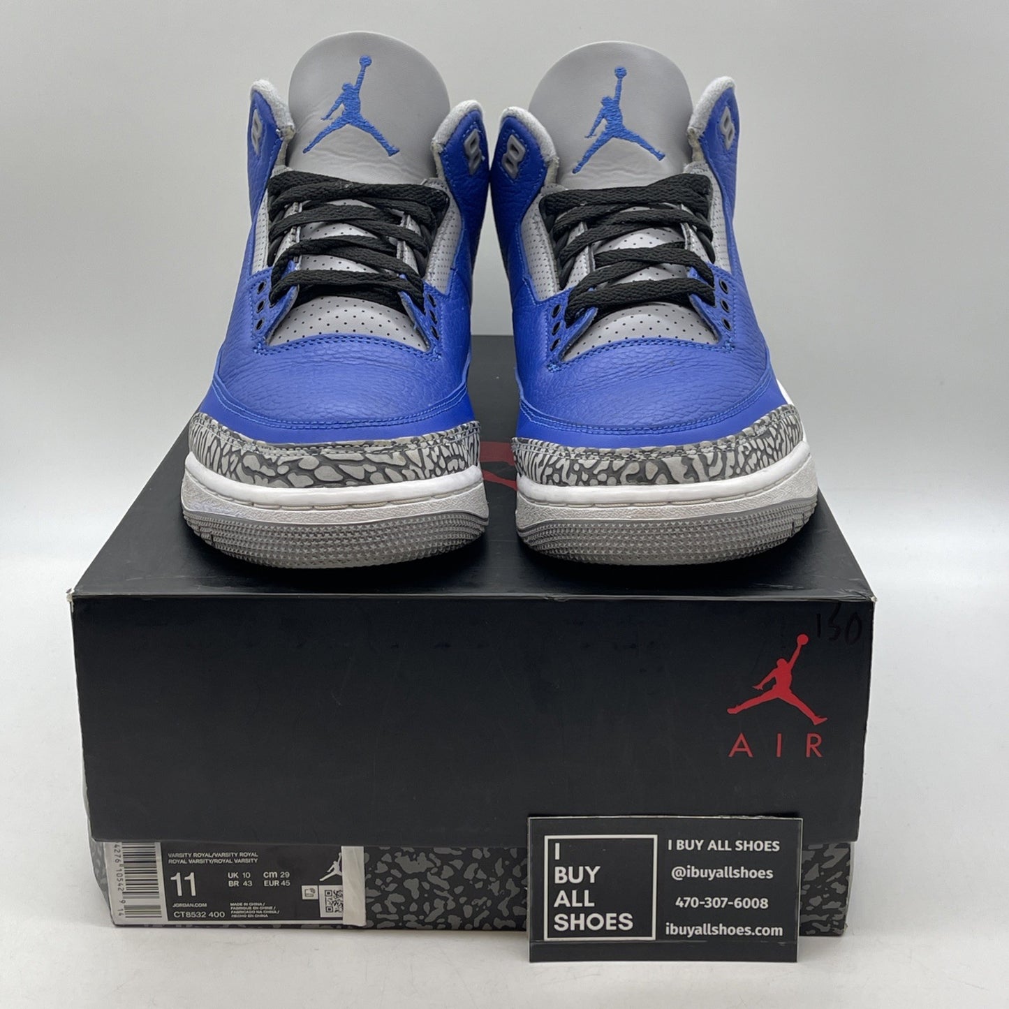Size 11 - Jordan 3 Retro Varsity Royal Blue Grey Suede Leather (CT8532-400)