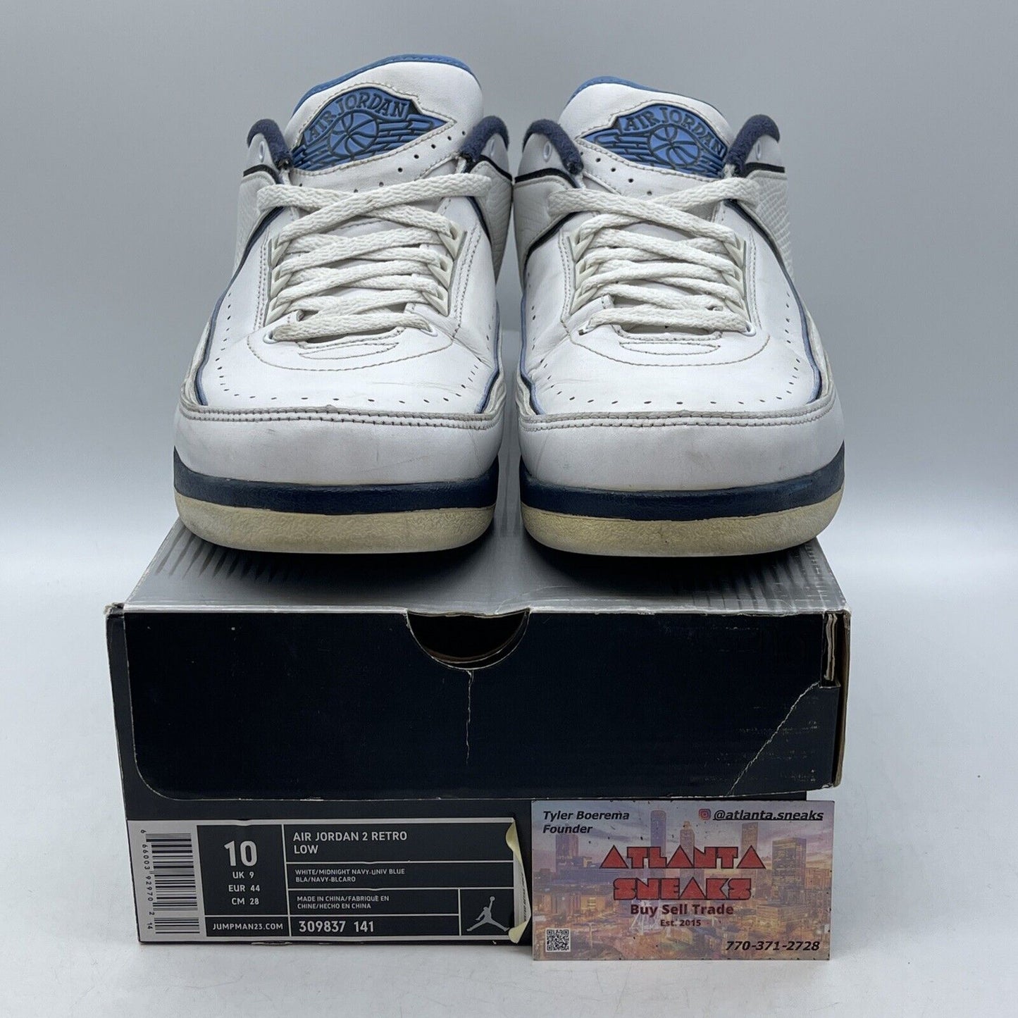 Size 10 - Air Jordan 2 Retro Low Midnight Navy White Leather (309837-141)