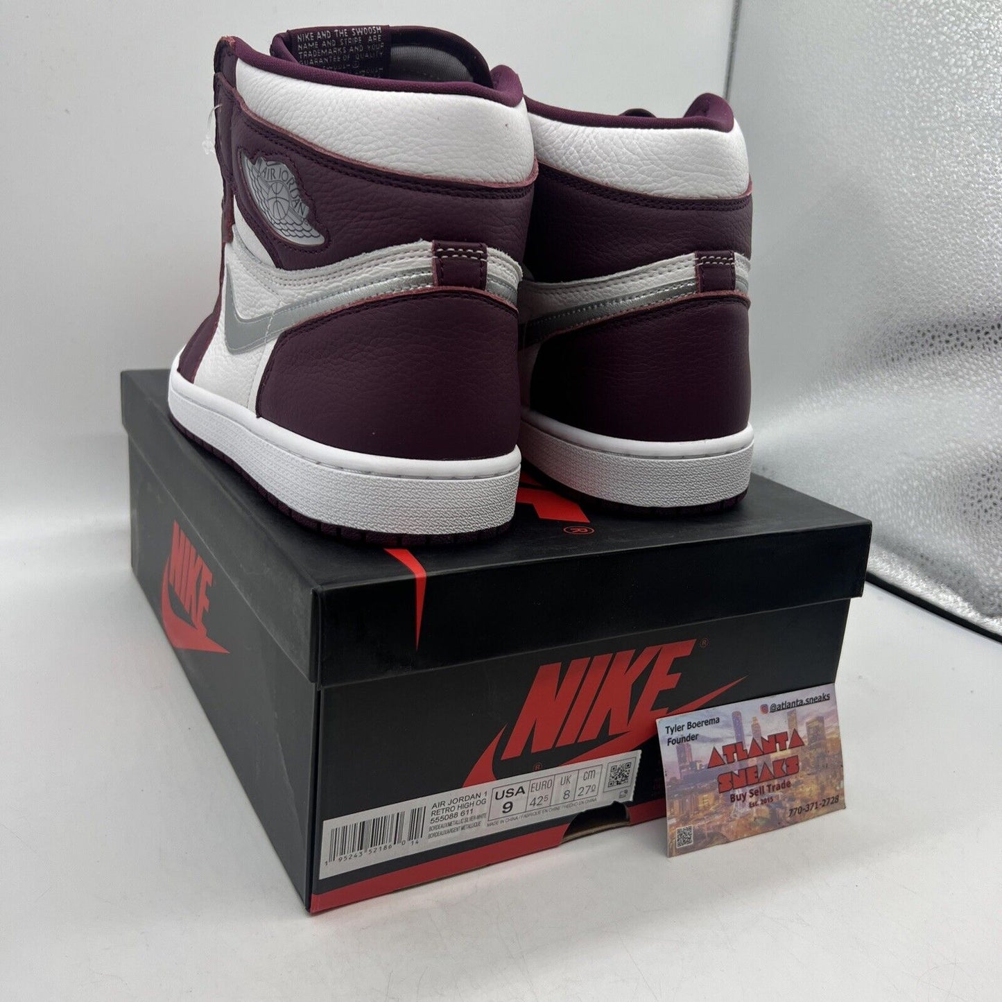 Size 9 - Jordan 1 Retro High OG Bordeaux Brand New Og All