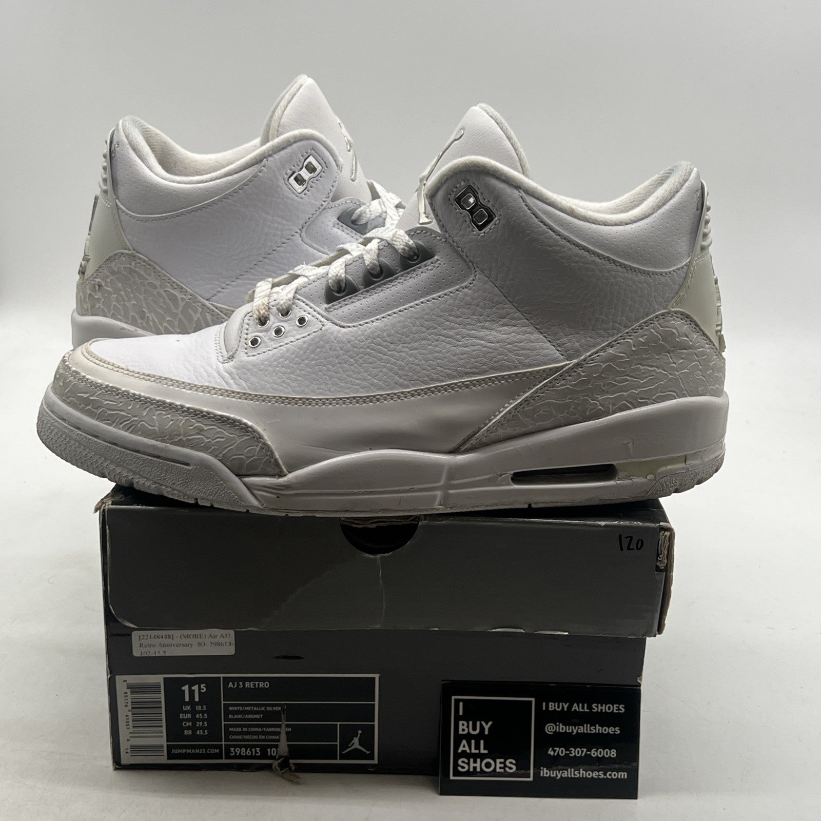 Size 11.5 - Air Jordan 3 Retro Silver Anniversary (398613-102)