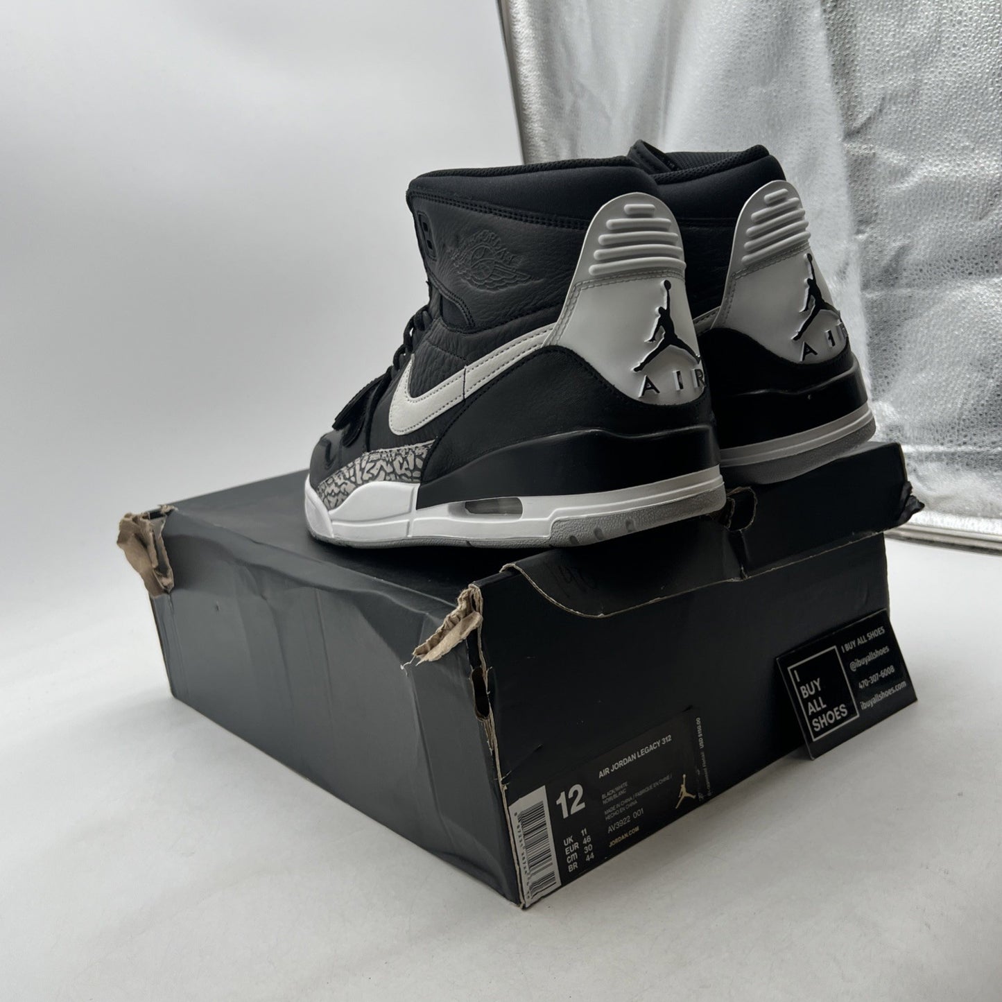 Size 12 - Air Jordan Legacy 312 Black Cement (AV3922-001)