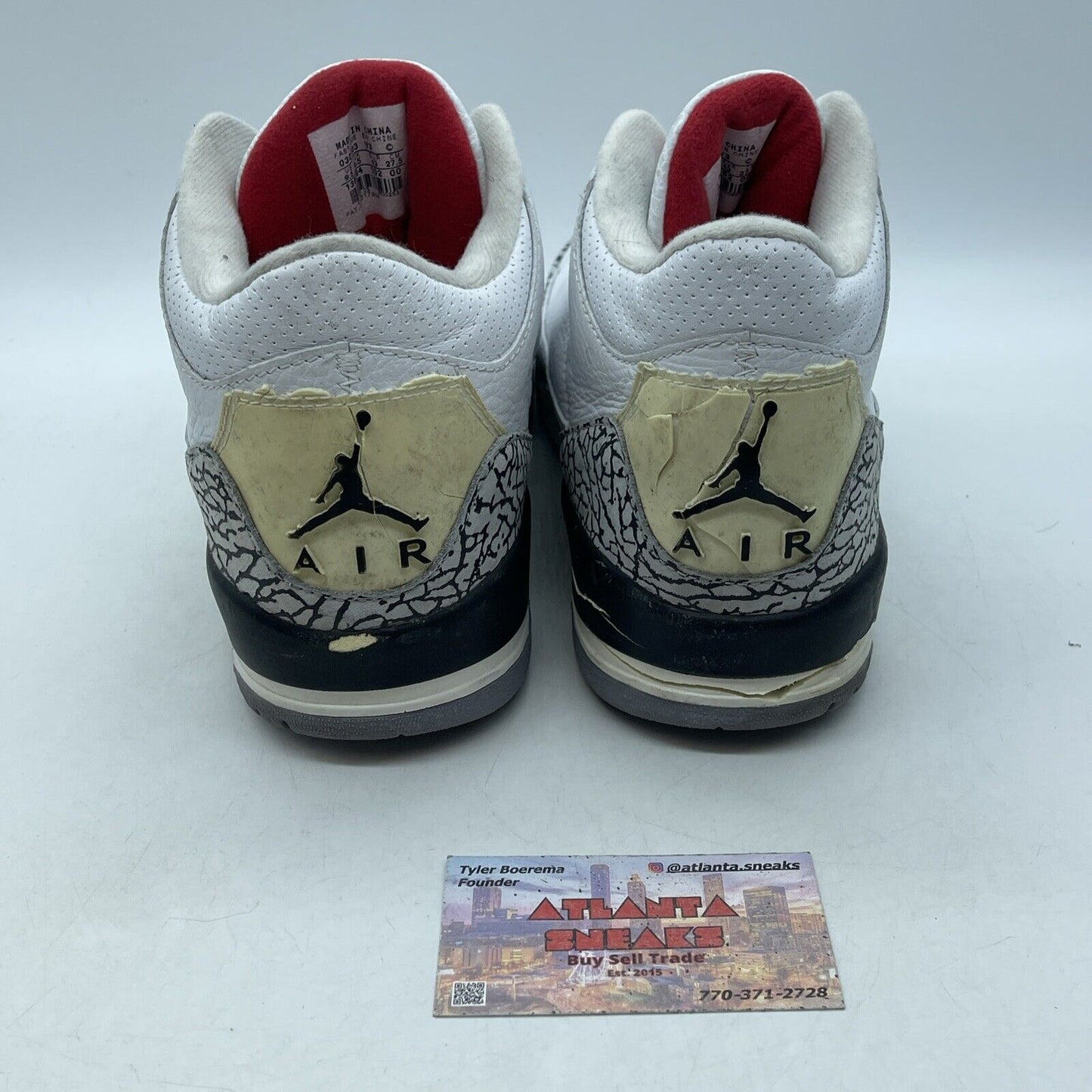 Size 9.5 - Air Jordan 3 Retro 2003 White Cement Leather Grey Suede (136064-102)