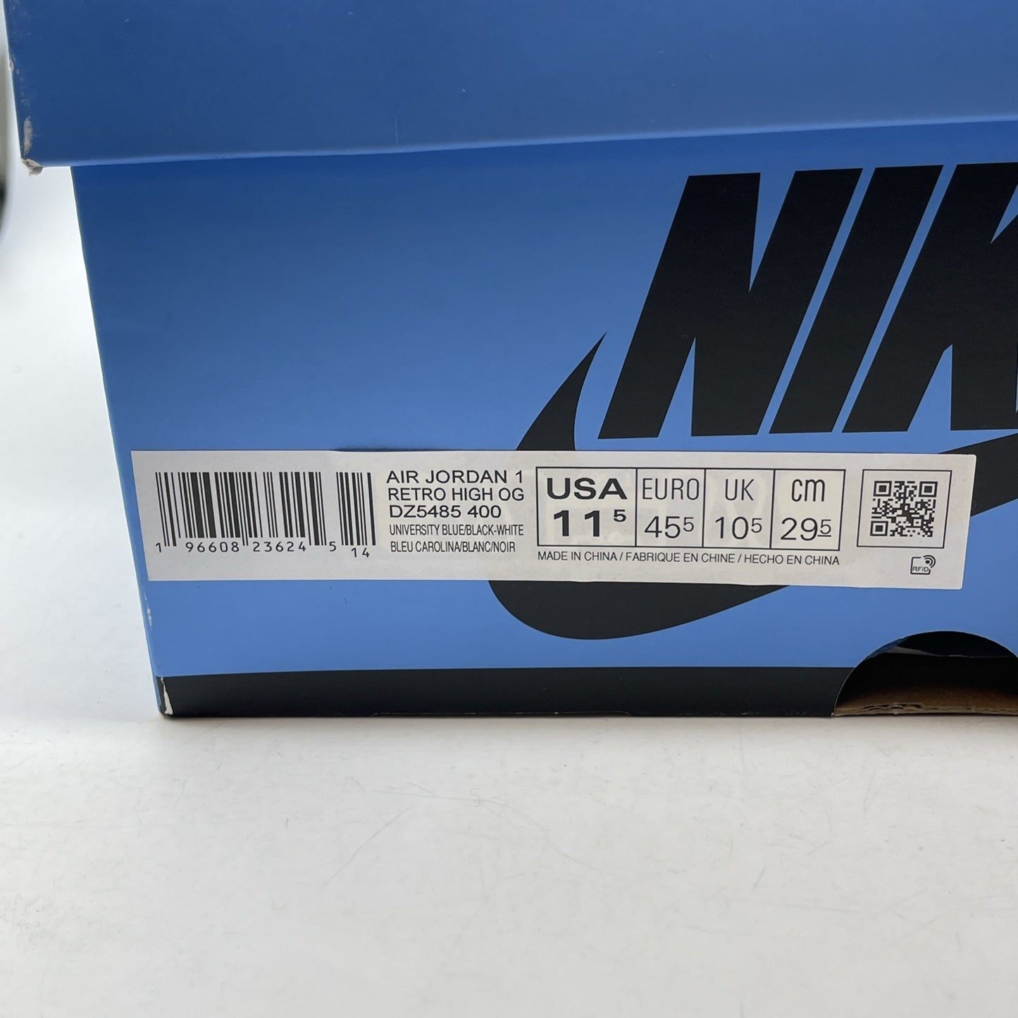 Size 11.5 - Jordan 1 Retro OG High UNC Toe Blue Black White (DZ5485-400)