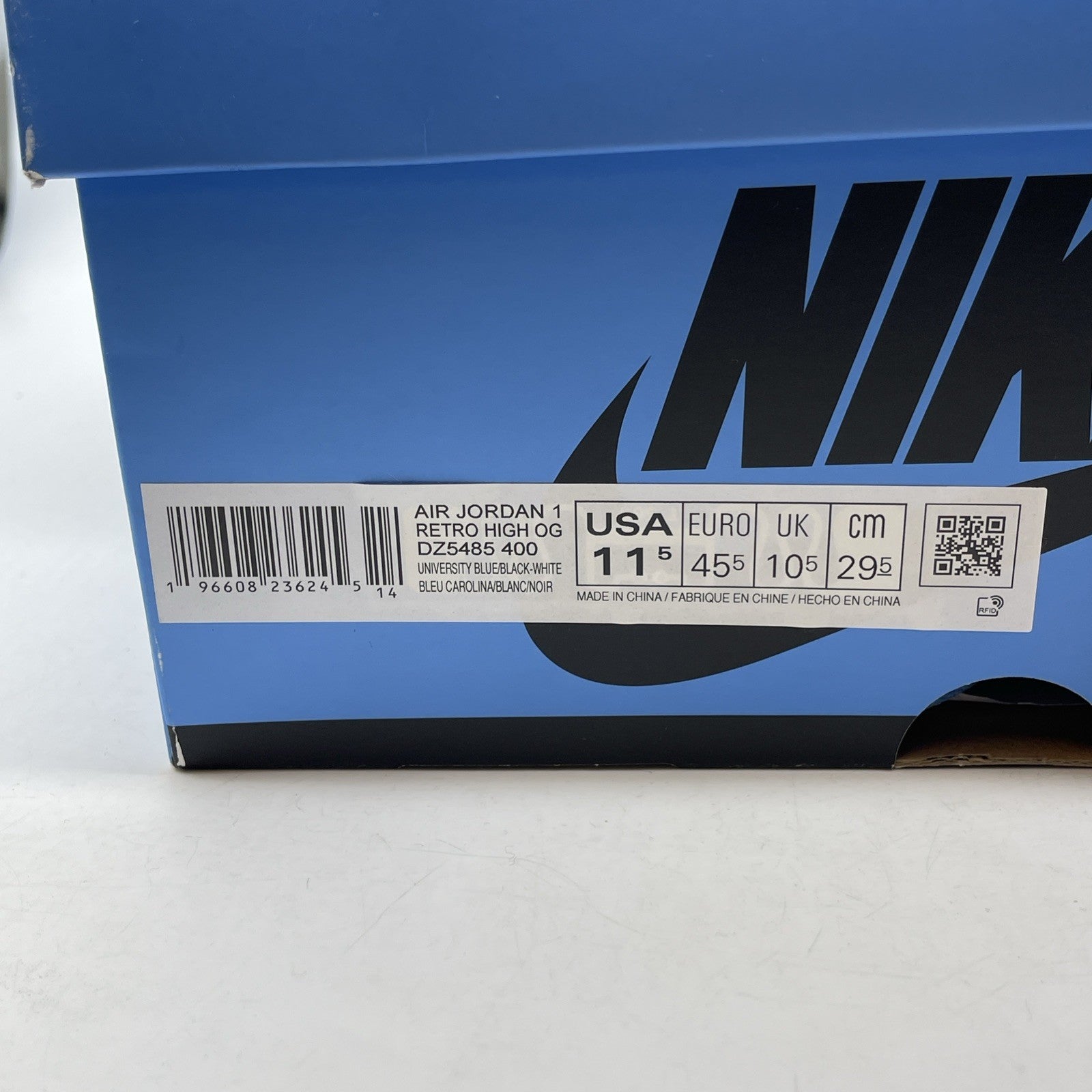 Size 11.5 - Jordan 1 Retro OG High UNC Toe Blue Black White (DZ5485-400)