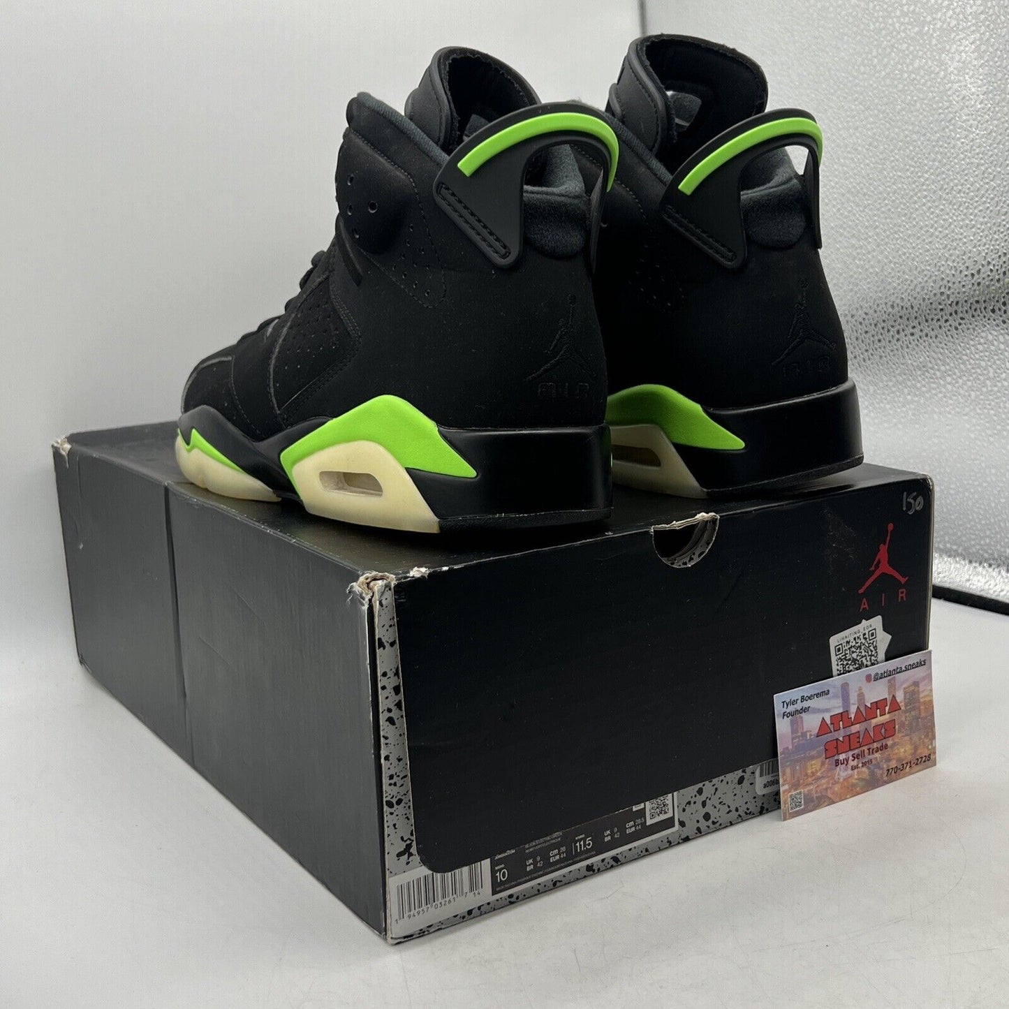 Size 10 - Jordan 6 Retro Electric Green 2021 Black Suede (CT8529-003)