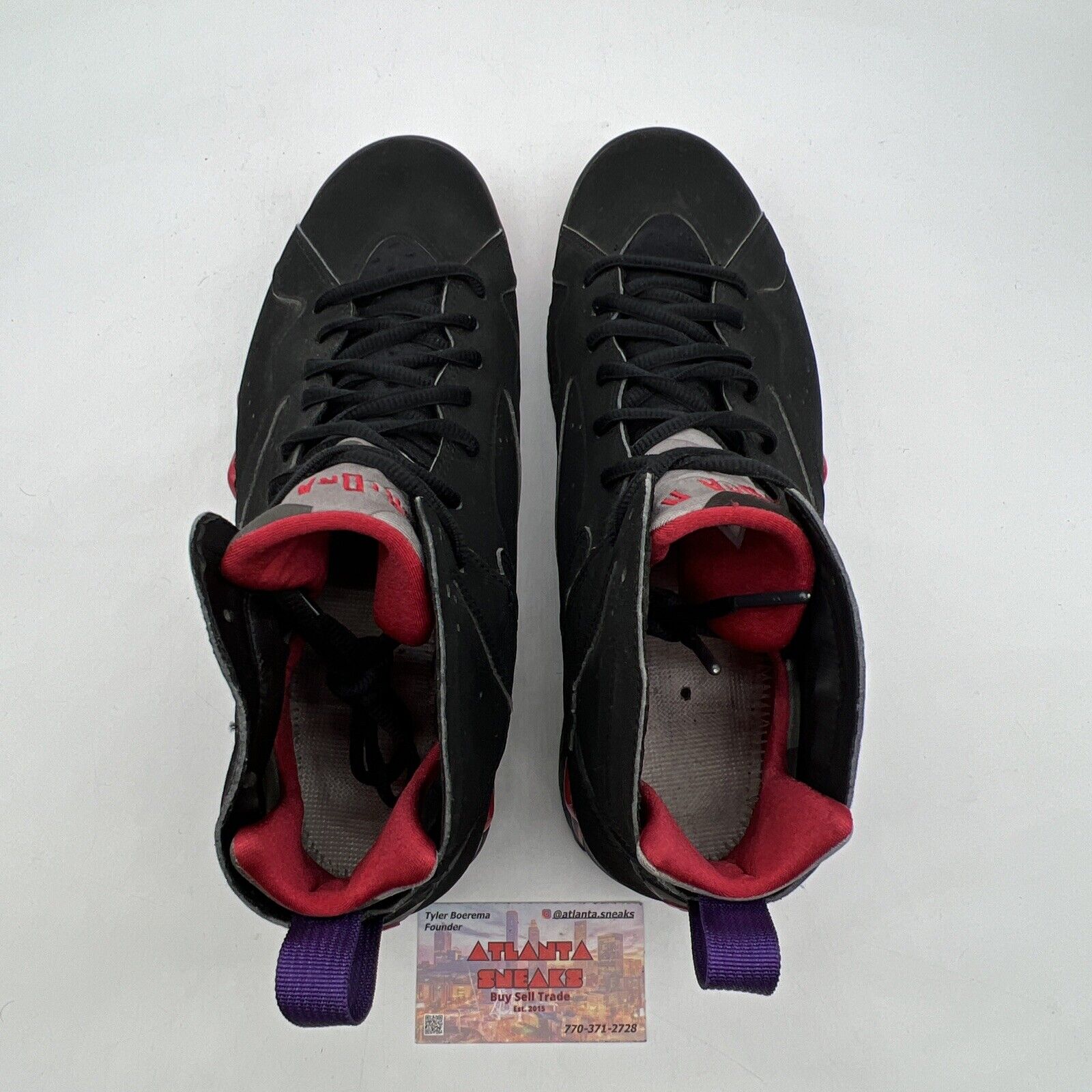 Size 11 - Air Jordan 7 Retro 2012 Raptor Black Red Purple Suede (304775-018)