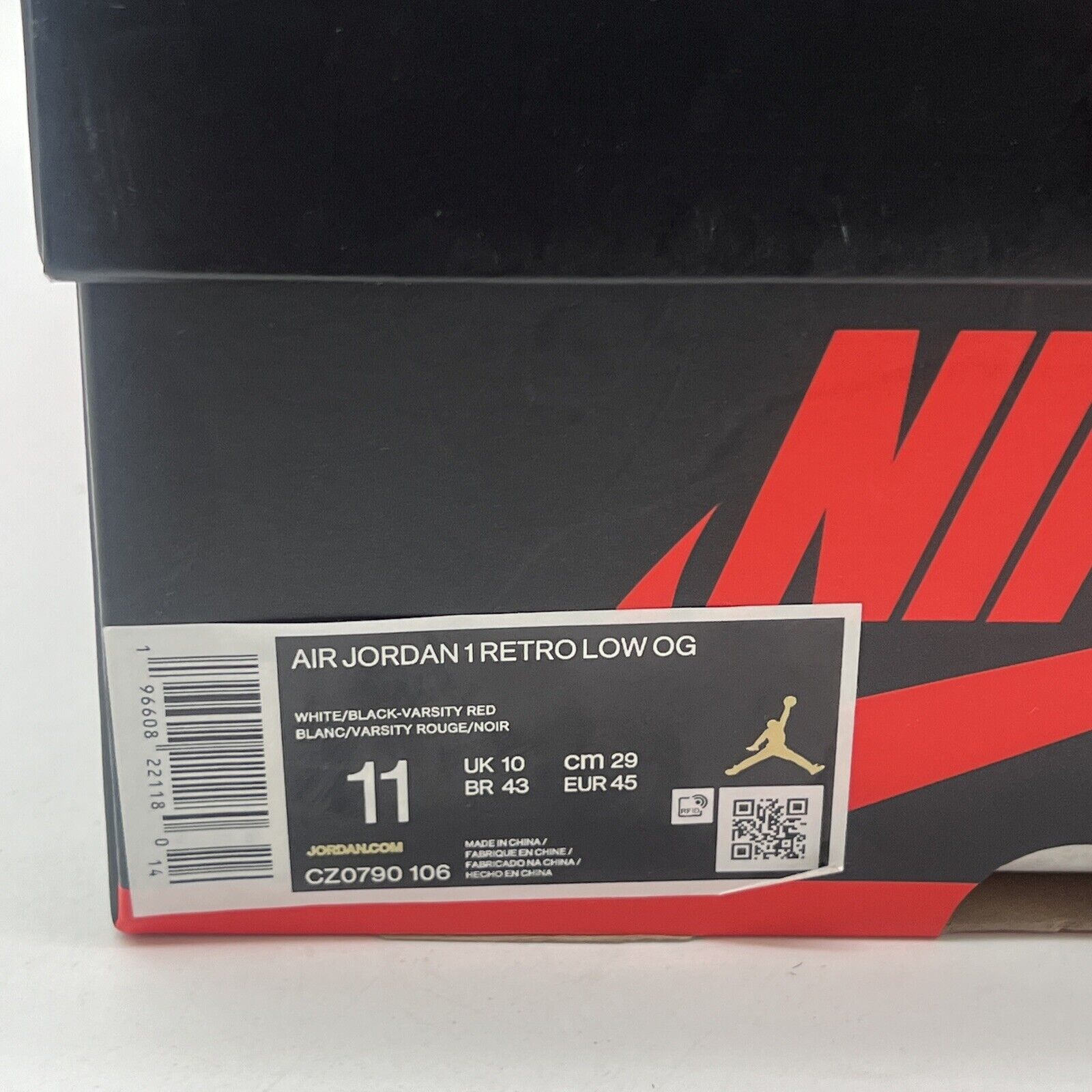 Size 11 - Air Jordan 1 Retro OG Low Black Toe (CZ0790-106)