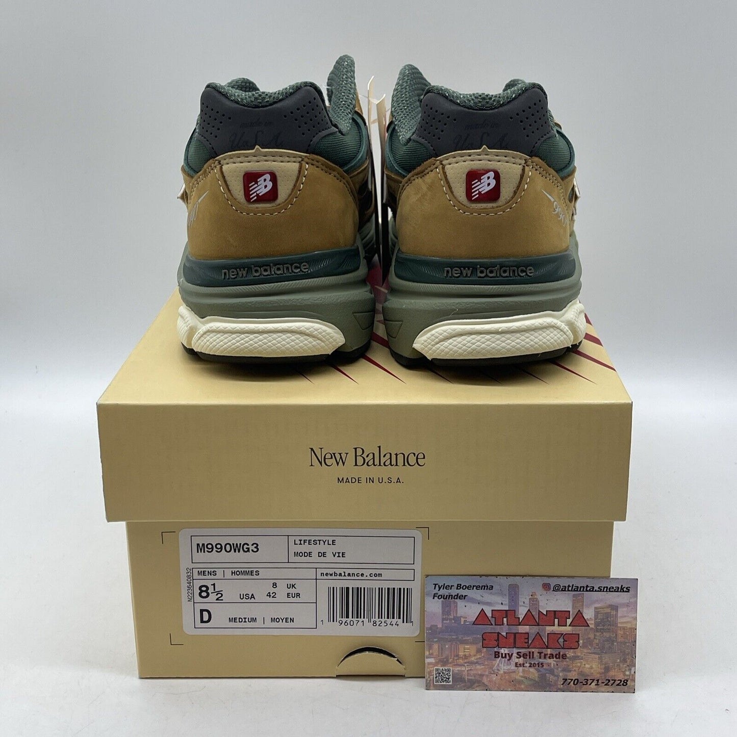 Size 8.5 - New Balance Teddy Santis x 990v3 Made in USA Tan Green (M990WG3)