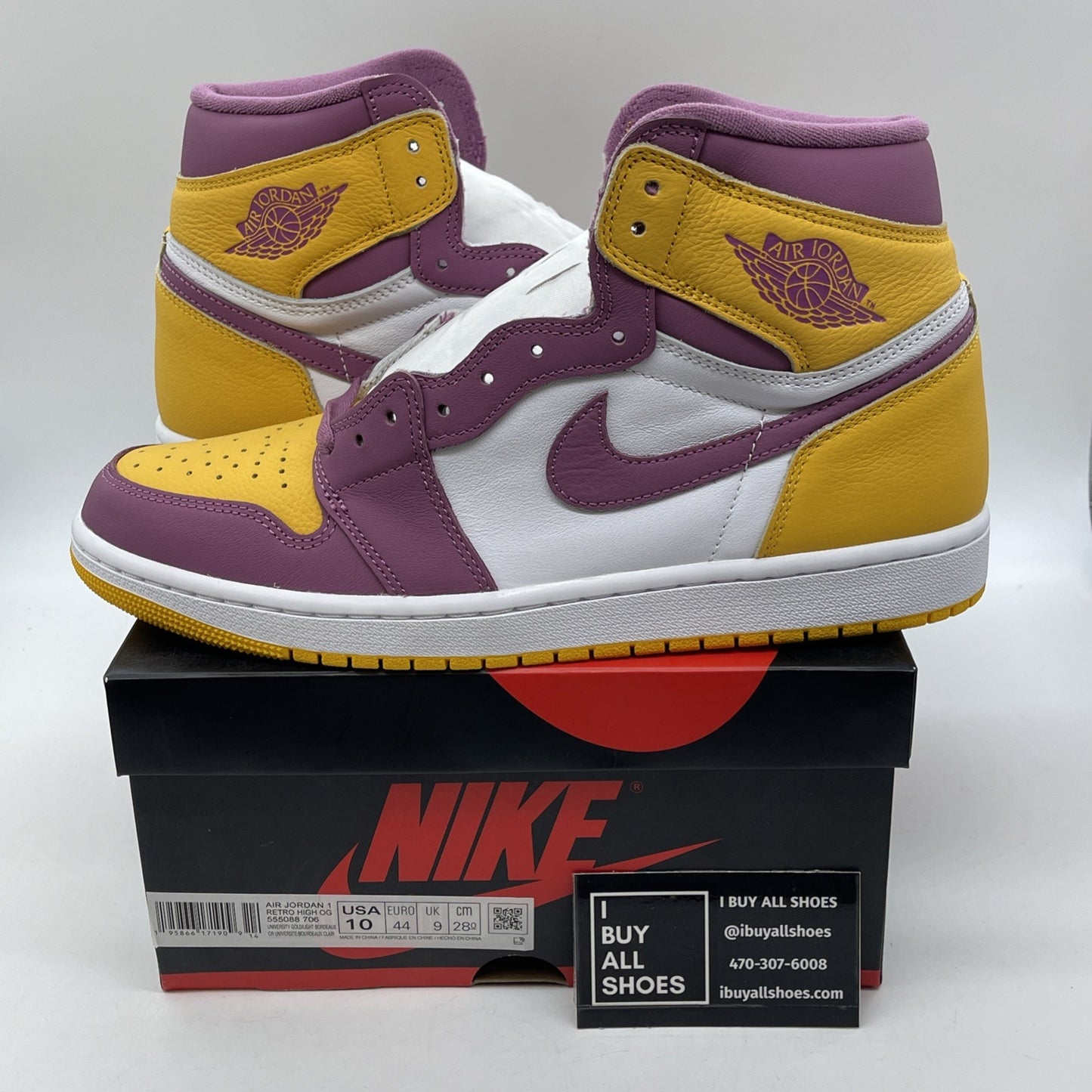 Size 10 - Jordan 1 Retro High OG Brotherhood 2022 Yellow Leather (555088-706)