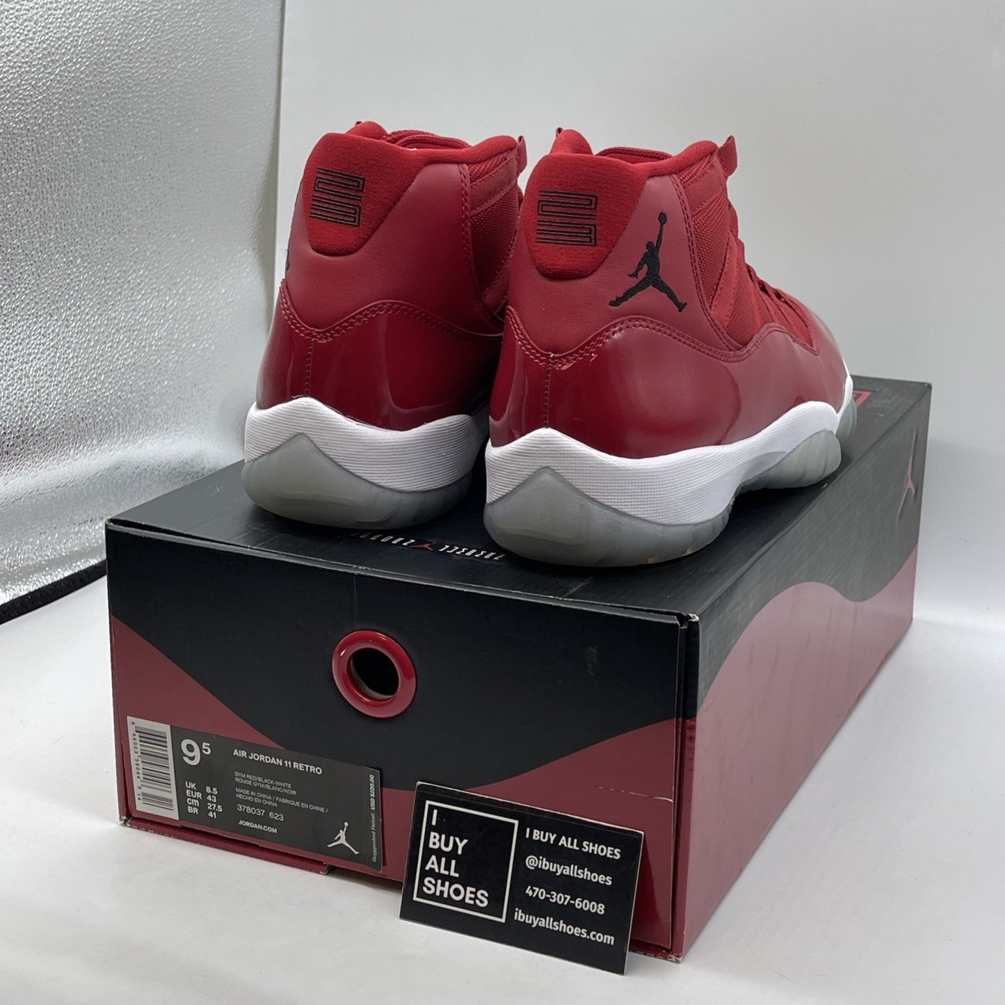 Size 9.5 - Jordan 11 Retro High Win Like '96 Red Black Leather (378037-623)