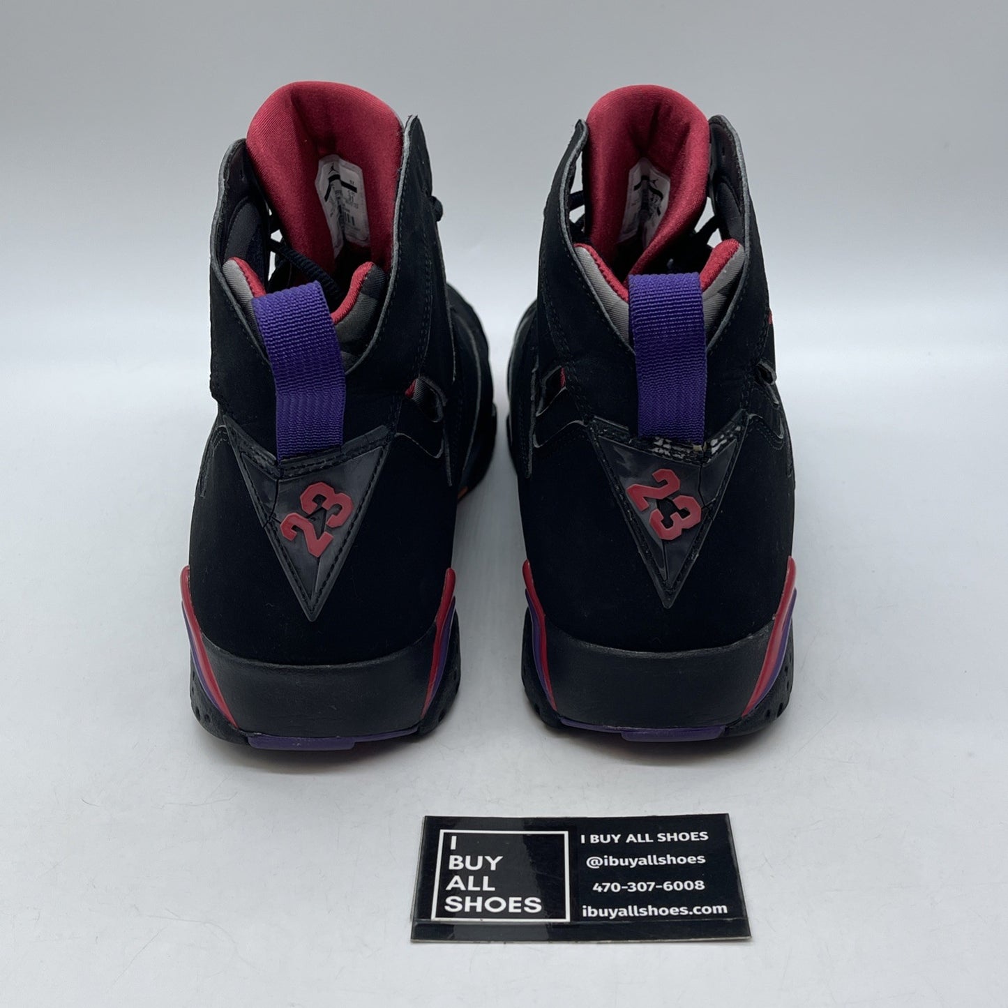 Size 13 - Air Jordan 7 Retro 2012 Raptor Black Purple Red Suede (304775-018)