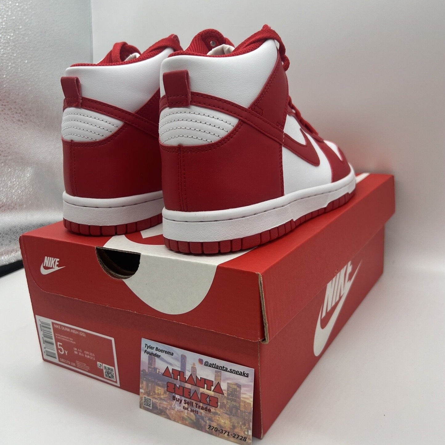 Nike Shoes 5 Youth Dunk High University Red Sneakers DB2179-106 Air Swoosh