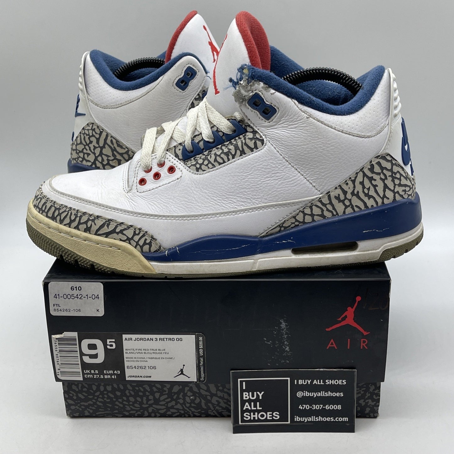 Size 9.5 - Air Jordan 3 Retro OG Mid True Blue (854262-106)