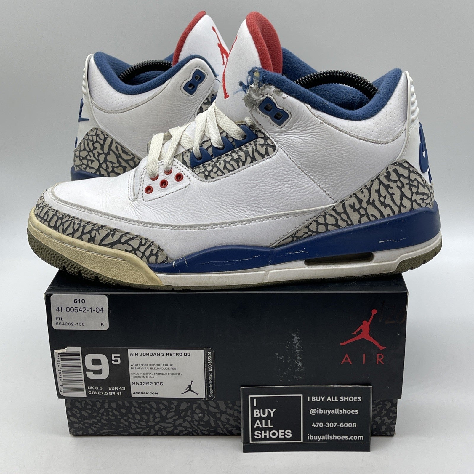 Size 9.5 - Air Jordan 3 Retro OG Mid True Blue (854262-106)