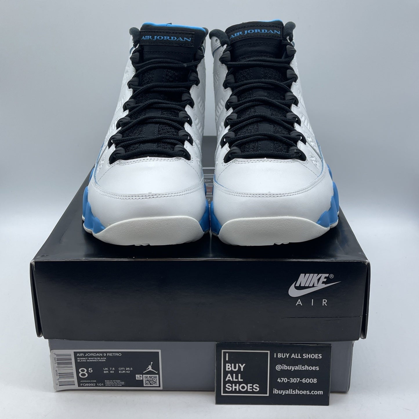 Size 8.5 - Air Jordan 9 Retro 2024 Powder Blue White Leather (FQ8992-101)