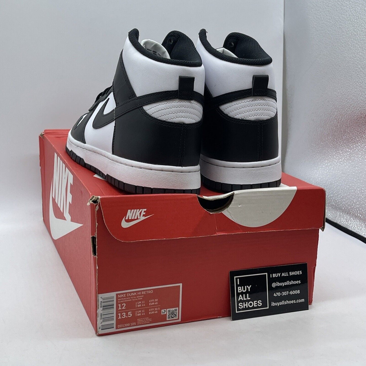 Size 12 - Nike Dunk High Black White Leather (DD1399-105)