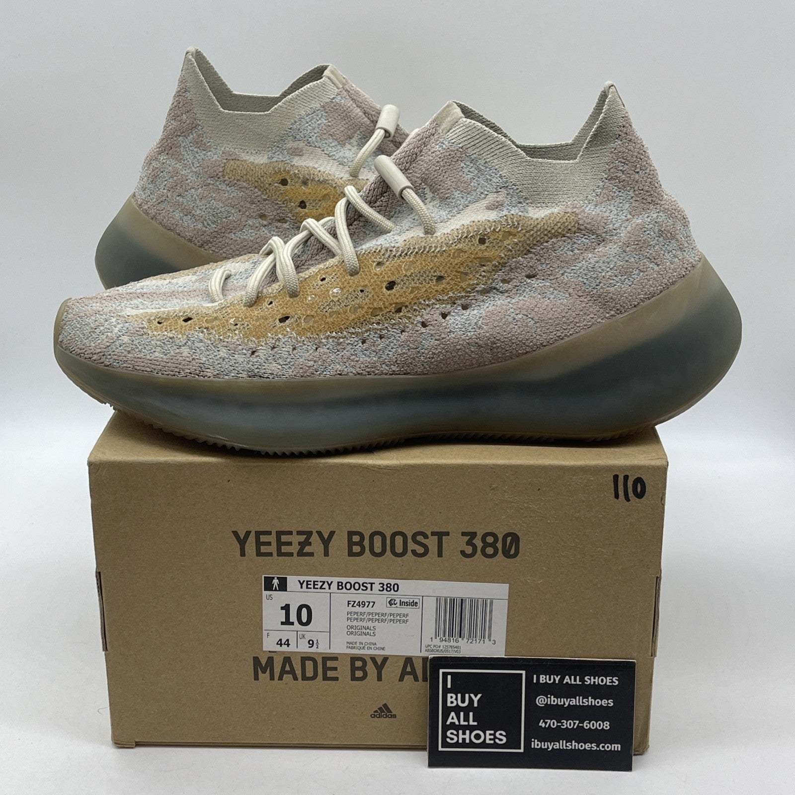 Size 10 - adidas Yeezy Boost 380 Pepper Reflective Grey (FZ4977)