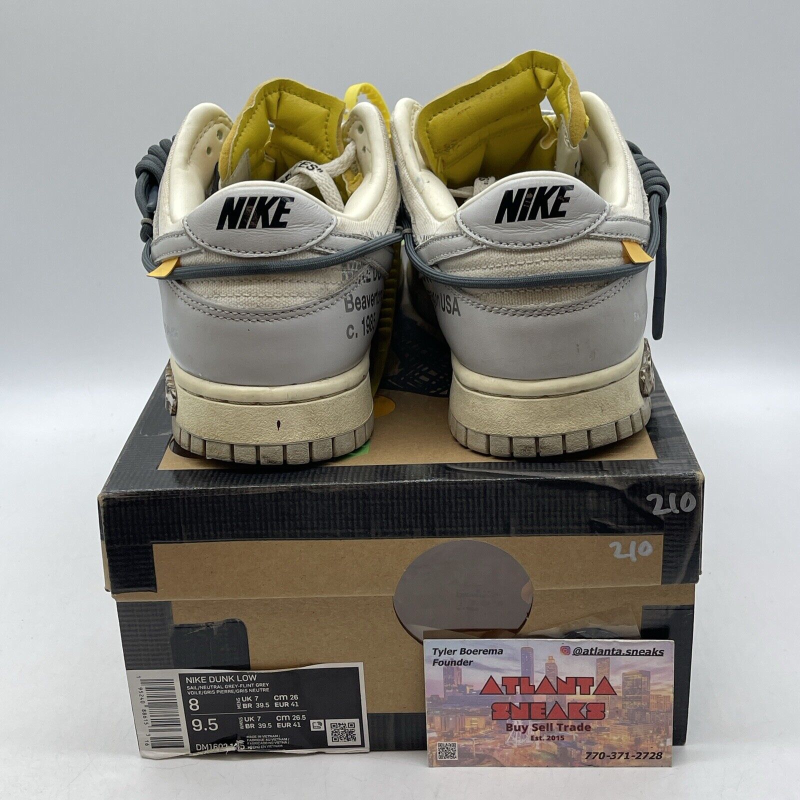 Size 8 - Nike Off-White x Dunk Low Lot 41 of 50 Grey White Suede (DM1602-105)