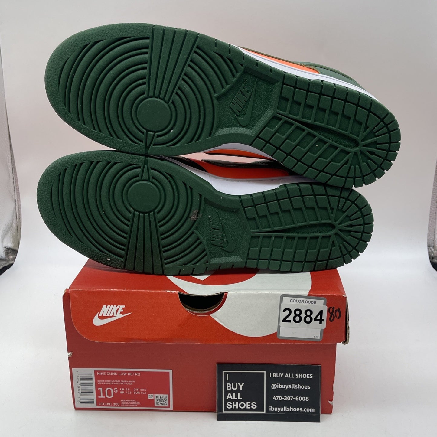 Size 10.5 - Nike Dunk Low Miami Hurricanes Green Orange Leather (DD1391-300)