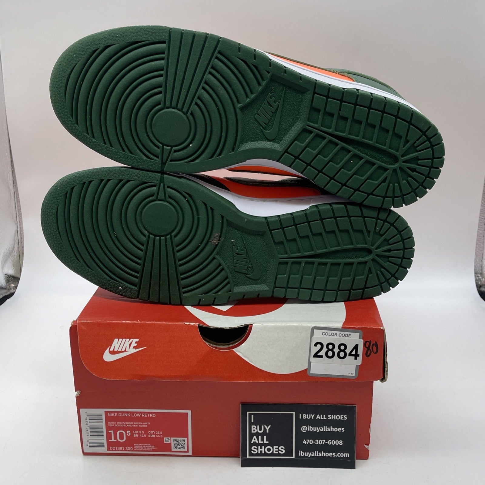 Size 10.5 - Nike Dunk Low Miami Hurricanes Green Orange Leather (DD1391-300)