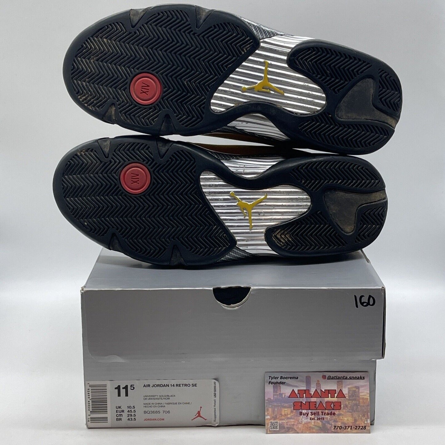 Size 11.5 - Air Jordan 14 Retro Reverse Ferrari Black Yellow Grey (BQ3685-706)