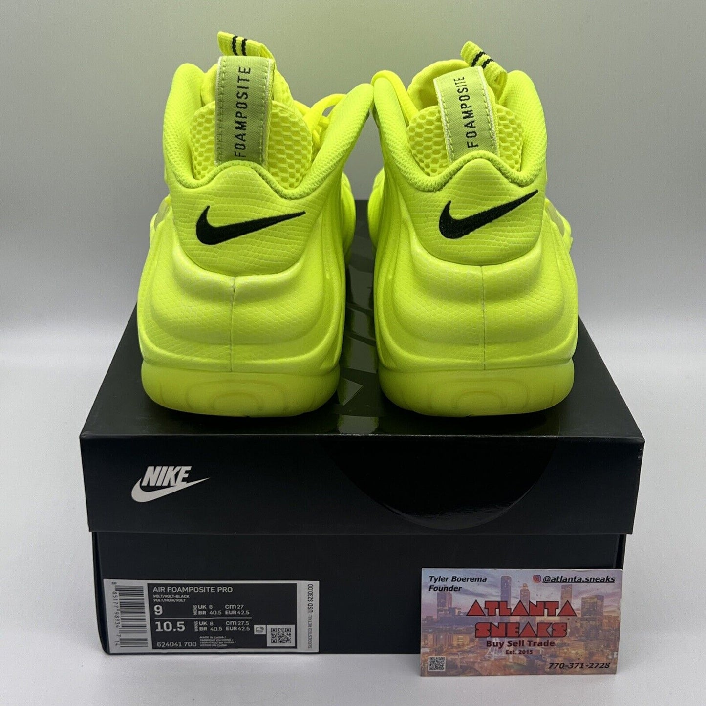 Size 9 - Nike Air Foamposite Pro Volt 2014 Brand New Og All Volt DS Highlighter