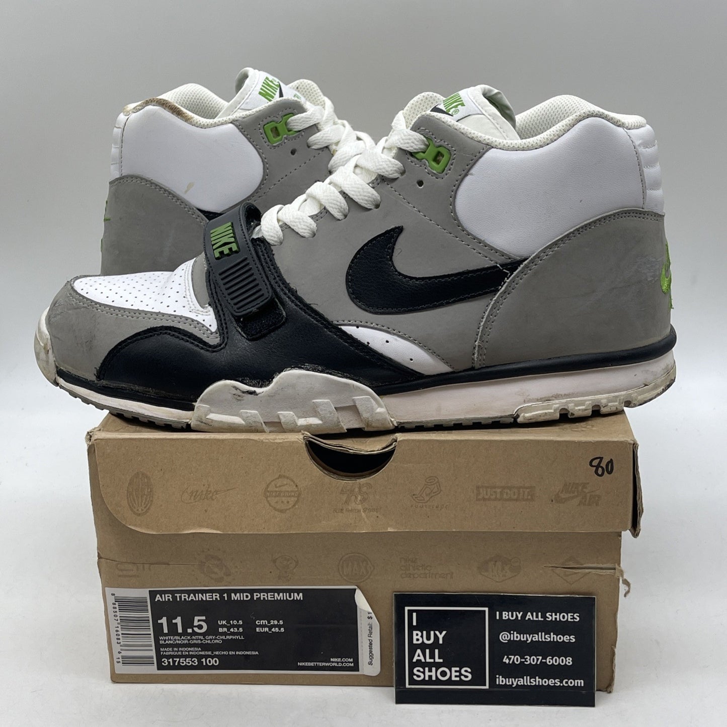 Size 11.5 - Nike Air Trainer 1 Premium Mid Chlorophyll (317553-100)