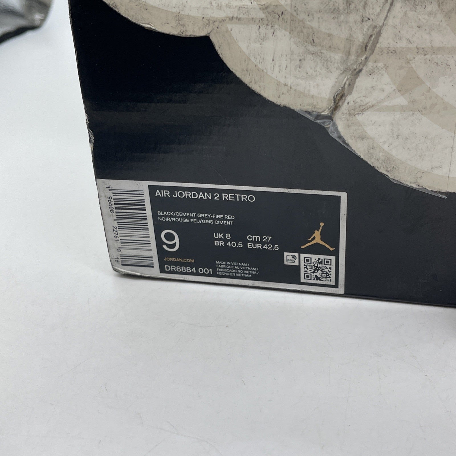 Size 9 - Air Jordan 2 Retro Black Cement Black Grey Leather (DR8884-001)
