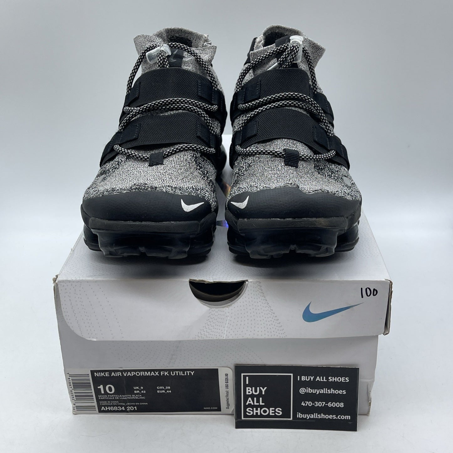 Size 10 - Nike Air VaporMax Flyknit Utility Oreo Black Silver (AH6834-201)