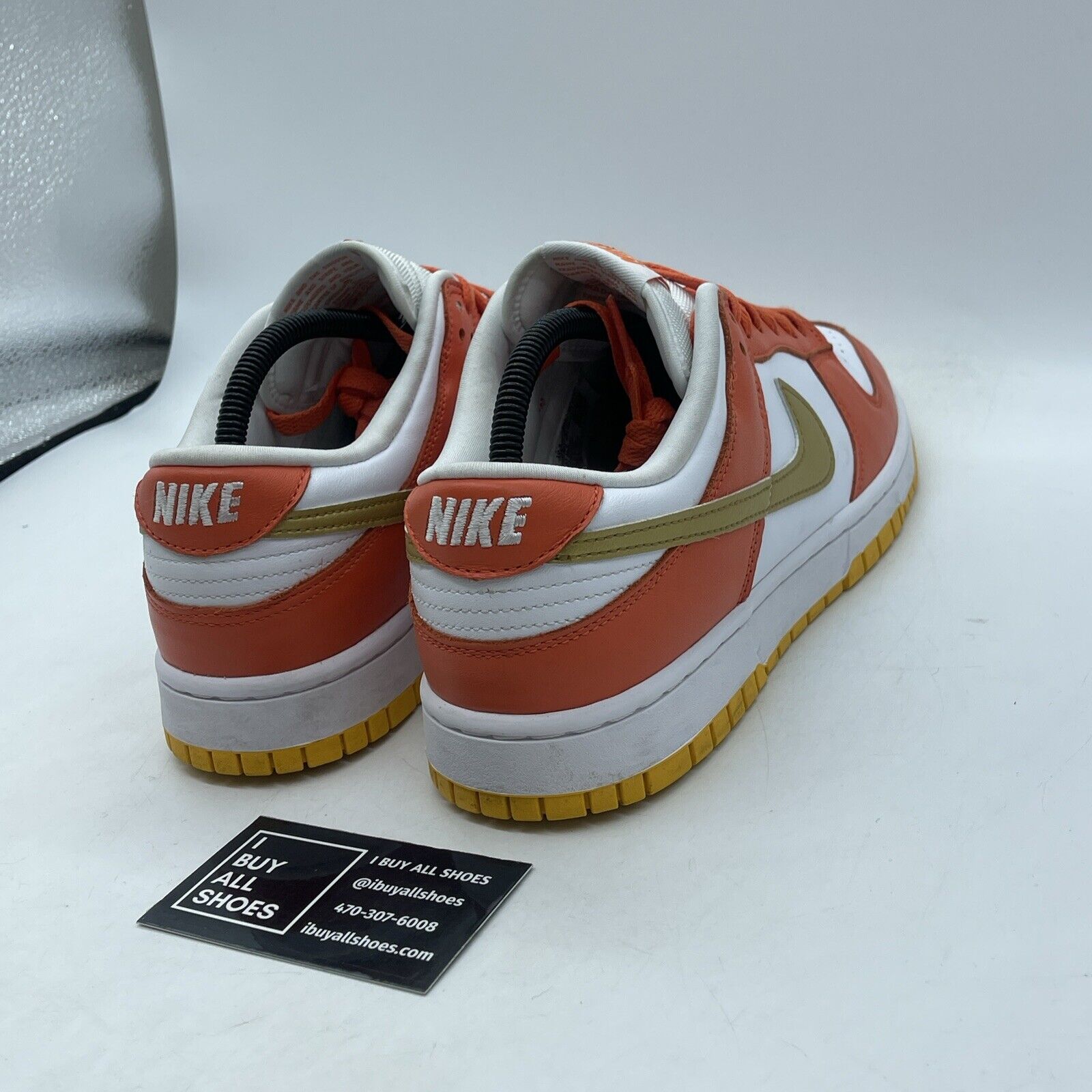 Size 10.5W - Nike Dunk Low Orange University Gold White Leather (DQ4690-800)