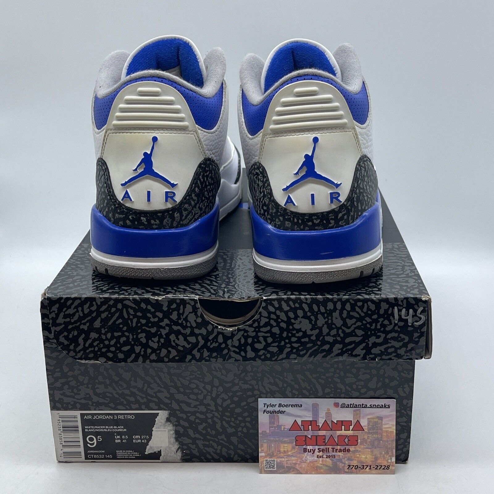 Size 9.5 - Jordan 3 Retro Mid Racer Blue White Gray Leather (CT8532-145)