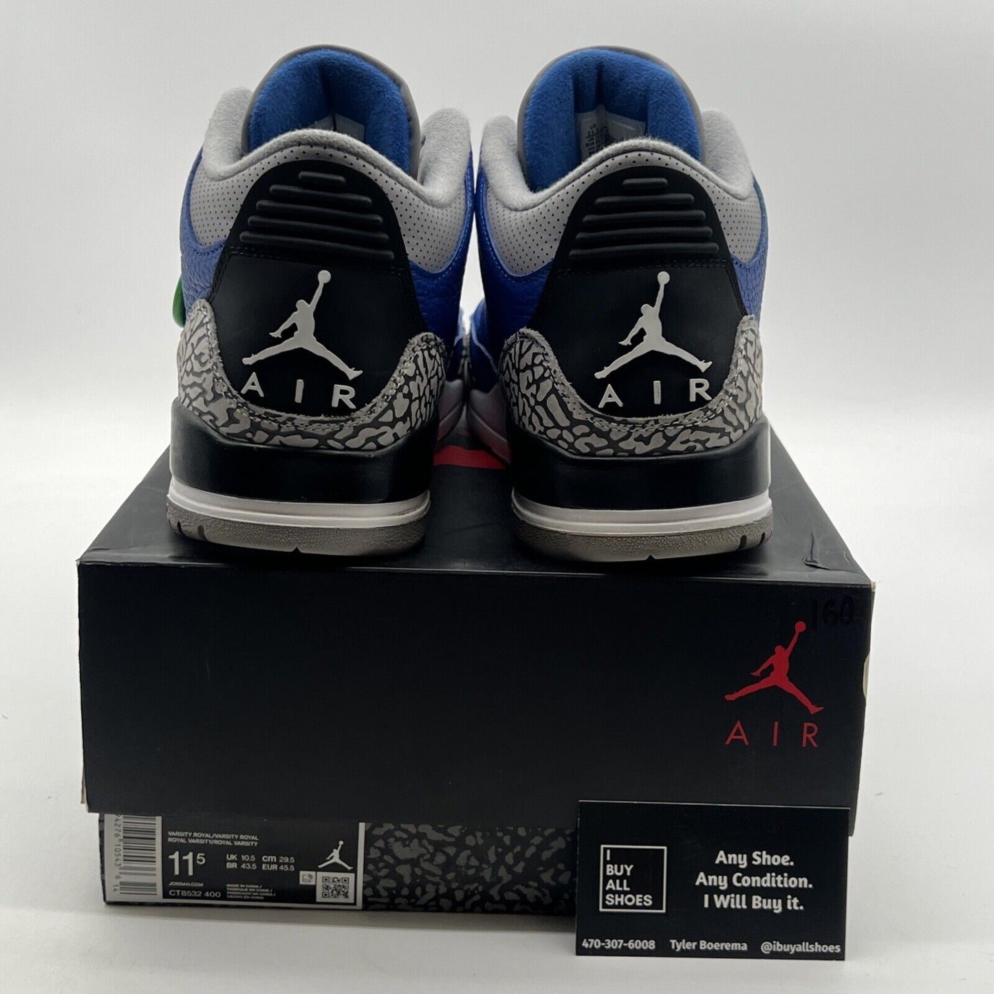 Size 11.5 - Air Jordan 3 Retro Varsity Royal 2020 (CT8532-400)