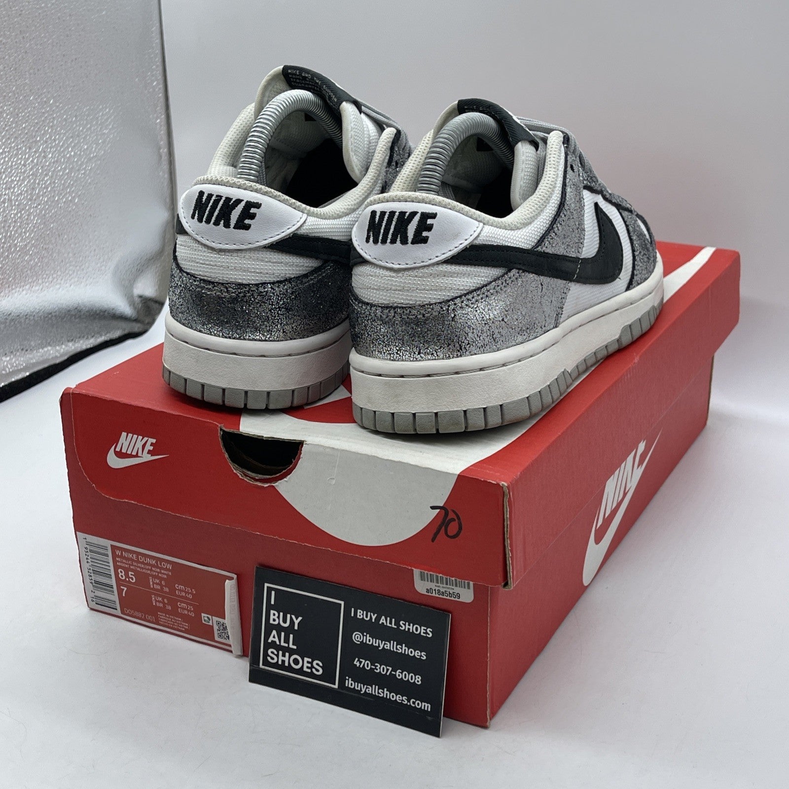 Size 8.5W - Nike Dunk Low Golden Gals Silver White Leather (DO5882-001)