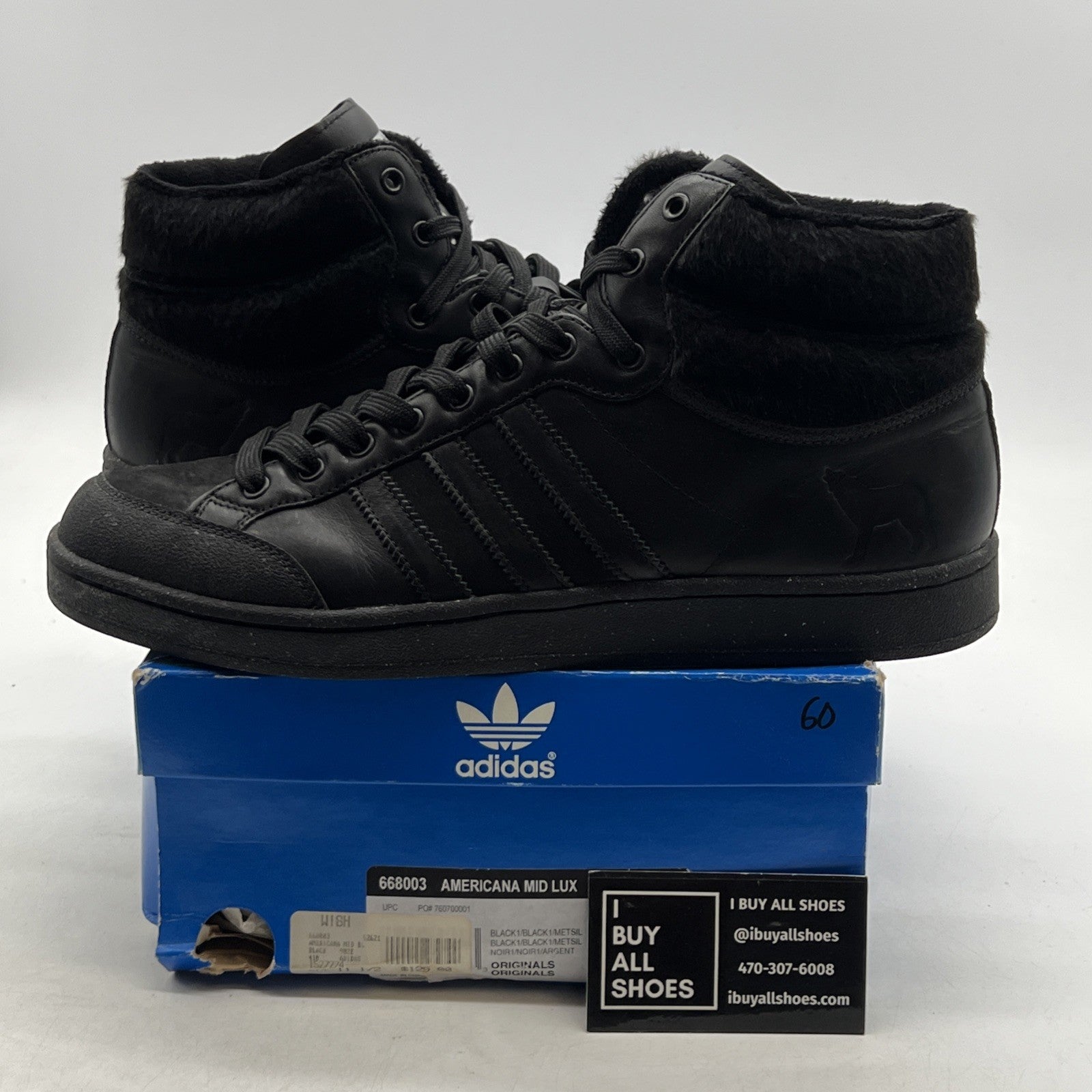 Size 11.5 - Adidas Sneakers Mens 2006 Americana Mid Lux Black Wolf (668003)