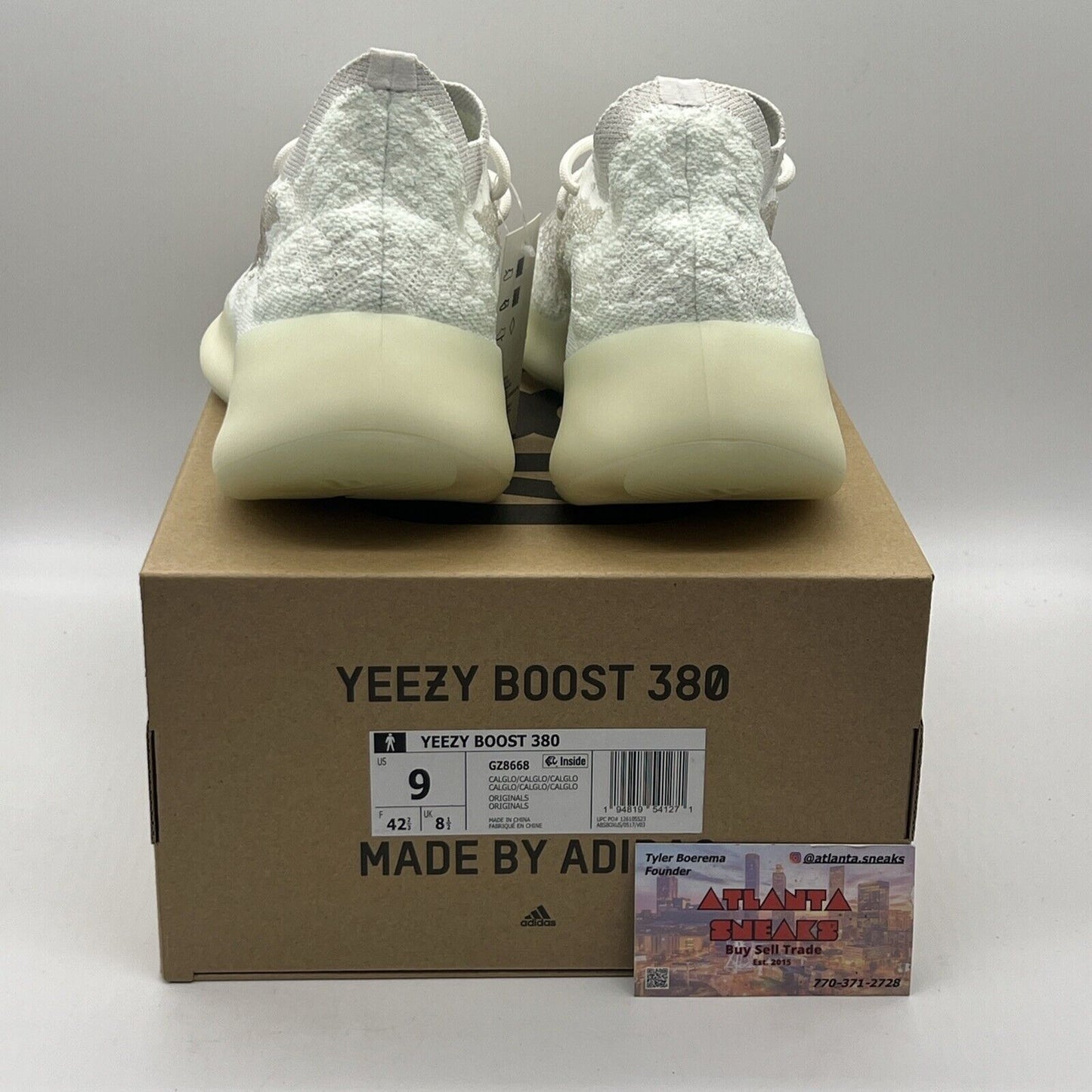 Size 9 - adidas Yeezy Boost 380 Calcite Glow DS Sneakers Brand New Og All Glow