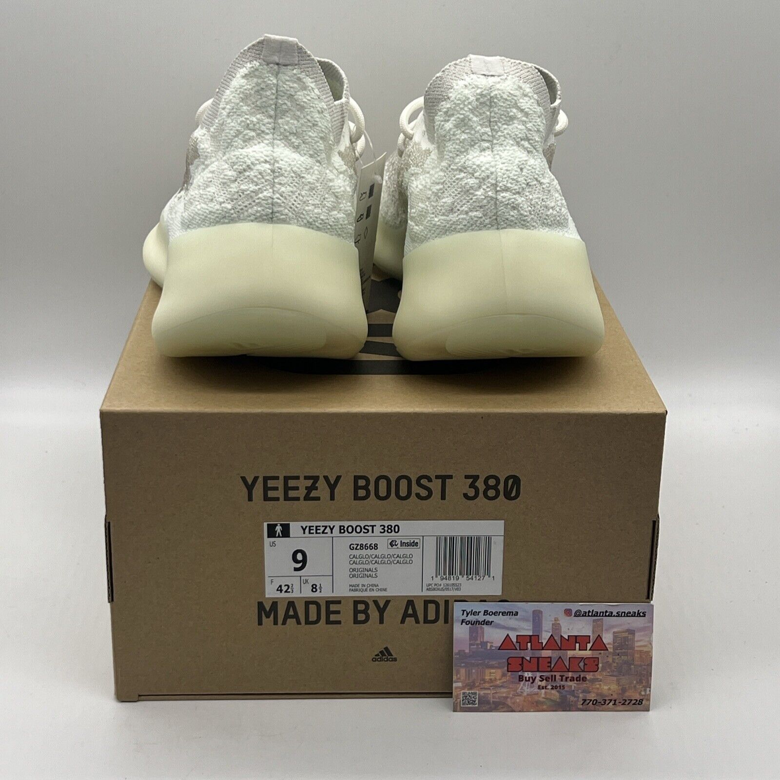 Size 9 - adidas Yeezy Boost 380 Calcite Glow DS Sneakers Brand New Og All Glow