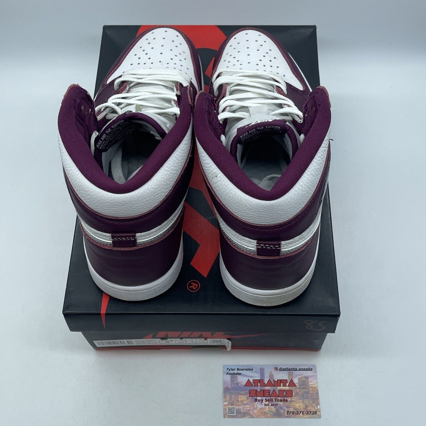 Size 8.5 - Jordan 1 Retro High OG Bordeaux White Silver Leather (555088-611)