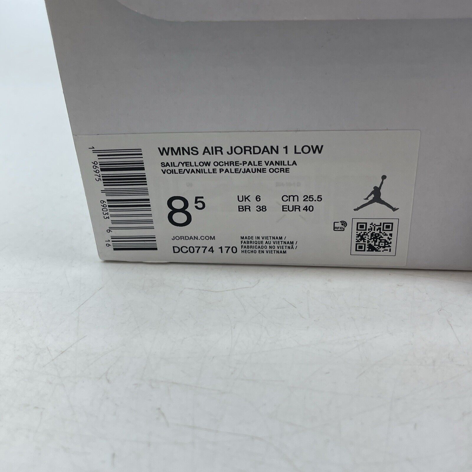 Size 8.5W - Wmns Air Jordan 1 Low Sail/Yellow Ochre-Pale Vanilla (DC0774-170)