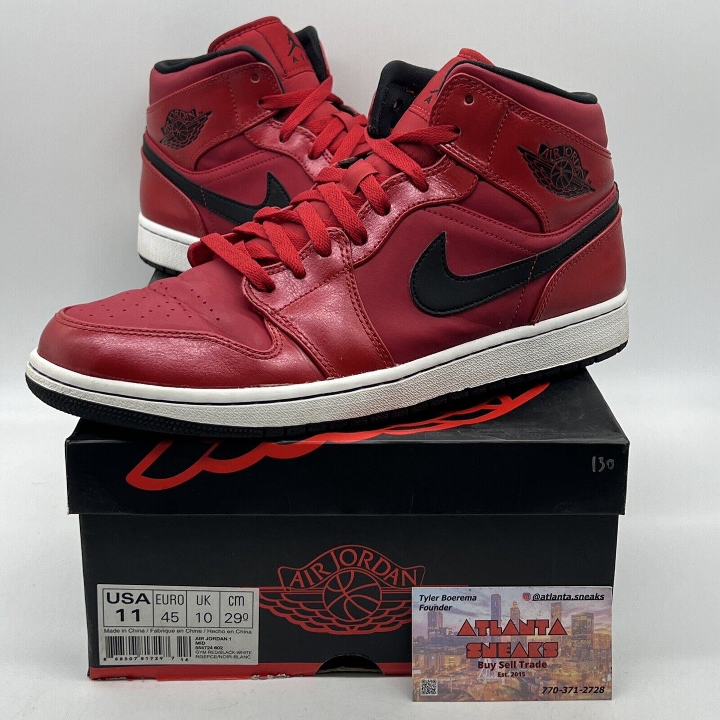 Size 11 - Air Jordan 1 Retro Mid Gym Red Black White Leather (554724-602)