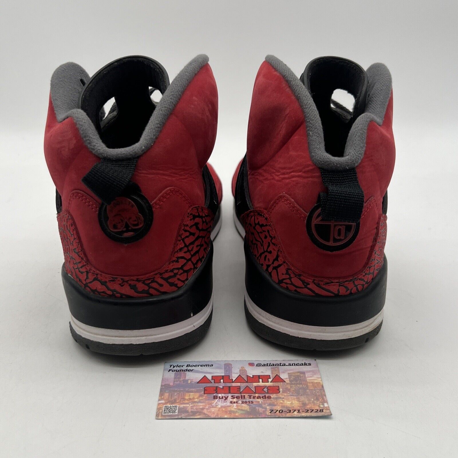 Size 13 - Jordan Spizike Toro Bravo Grey Black Red Suede Leather (315371-601)