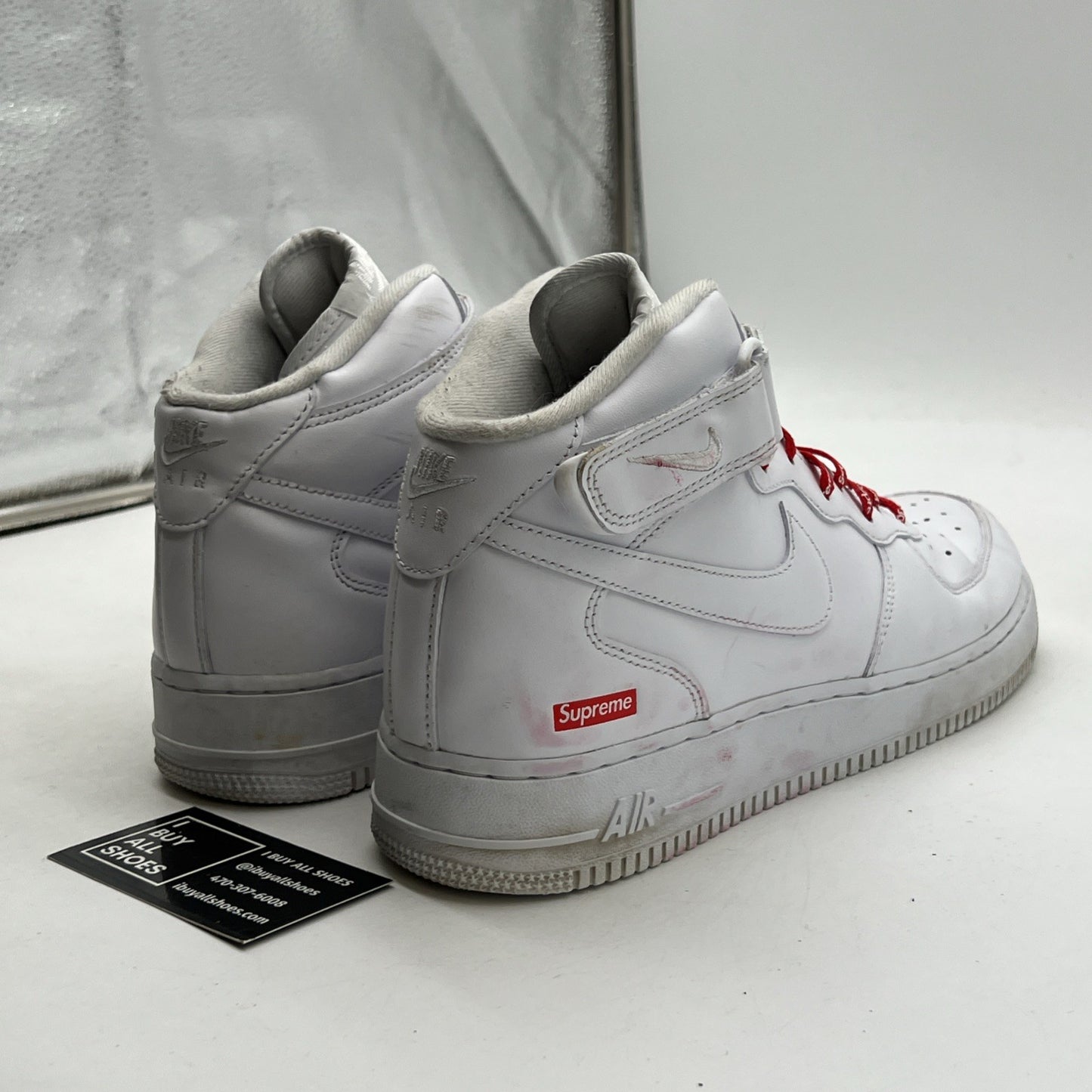 Size 10 - Nike Supreme x Air Force 1 Mid Box Logo - Triple White (FZ8784-100)