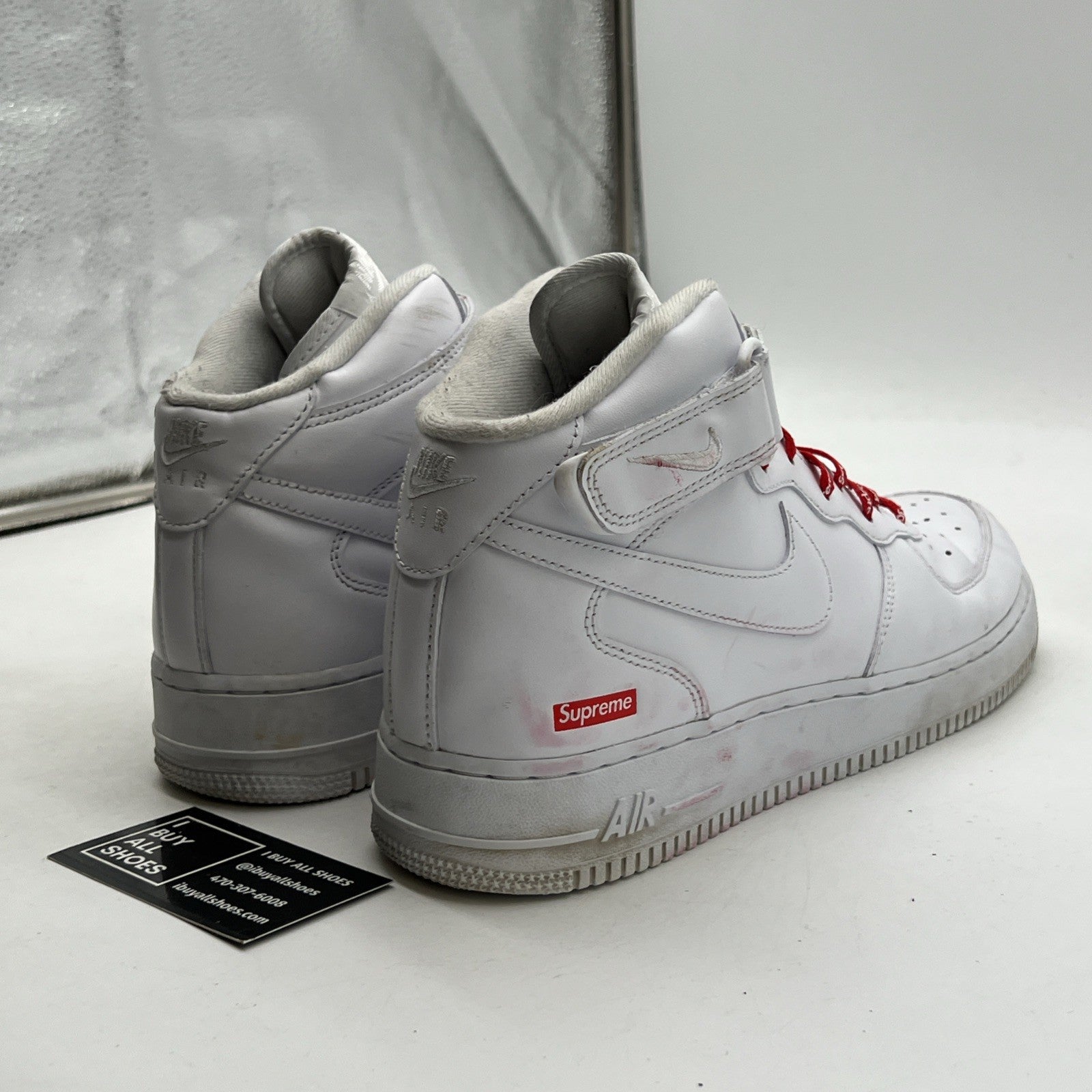 Size 10 - Nike Supreme x Air Force 1 Mid Box Logo - Triple White (FZ8784-100)